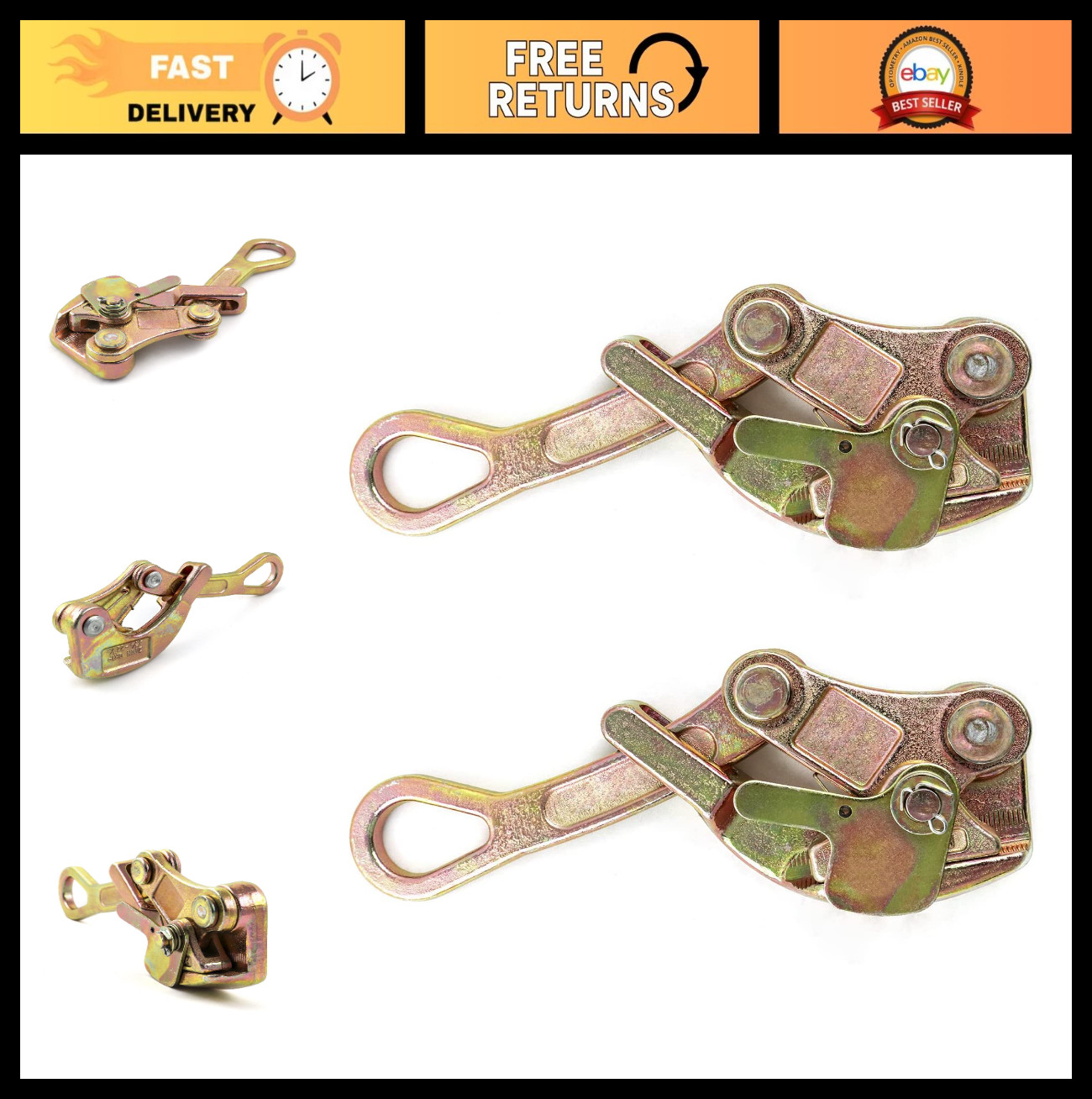 2 Pack T Cable Grip Wire Puller - Steel Rope Jaw Grip, 4408 Lbs Capacity