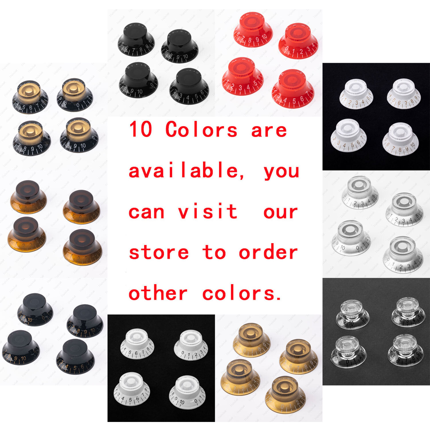 4 Pcs Black LP Guitar Speed Knobs Top Hat Bell Knobs 50s Style For SG Les Paul