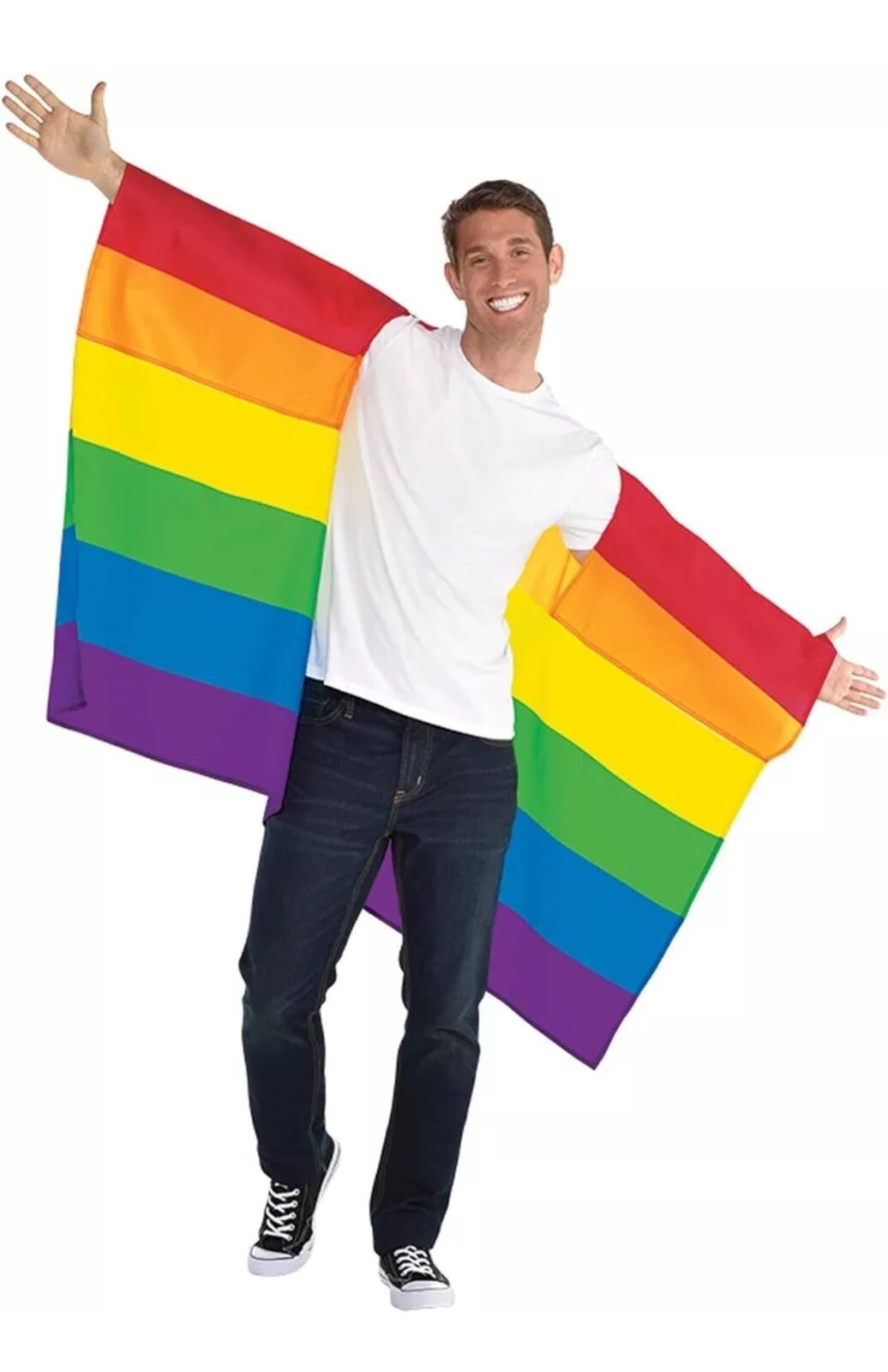 PRIDE LGBTQ+ RAINBOW WEARABLE BODY FLAG 6-Colors/Stripes One Size Fits Most BNIP