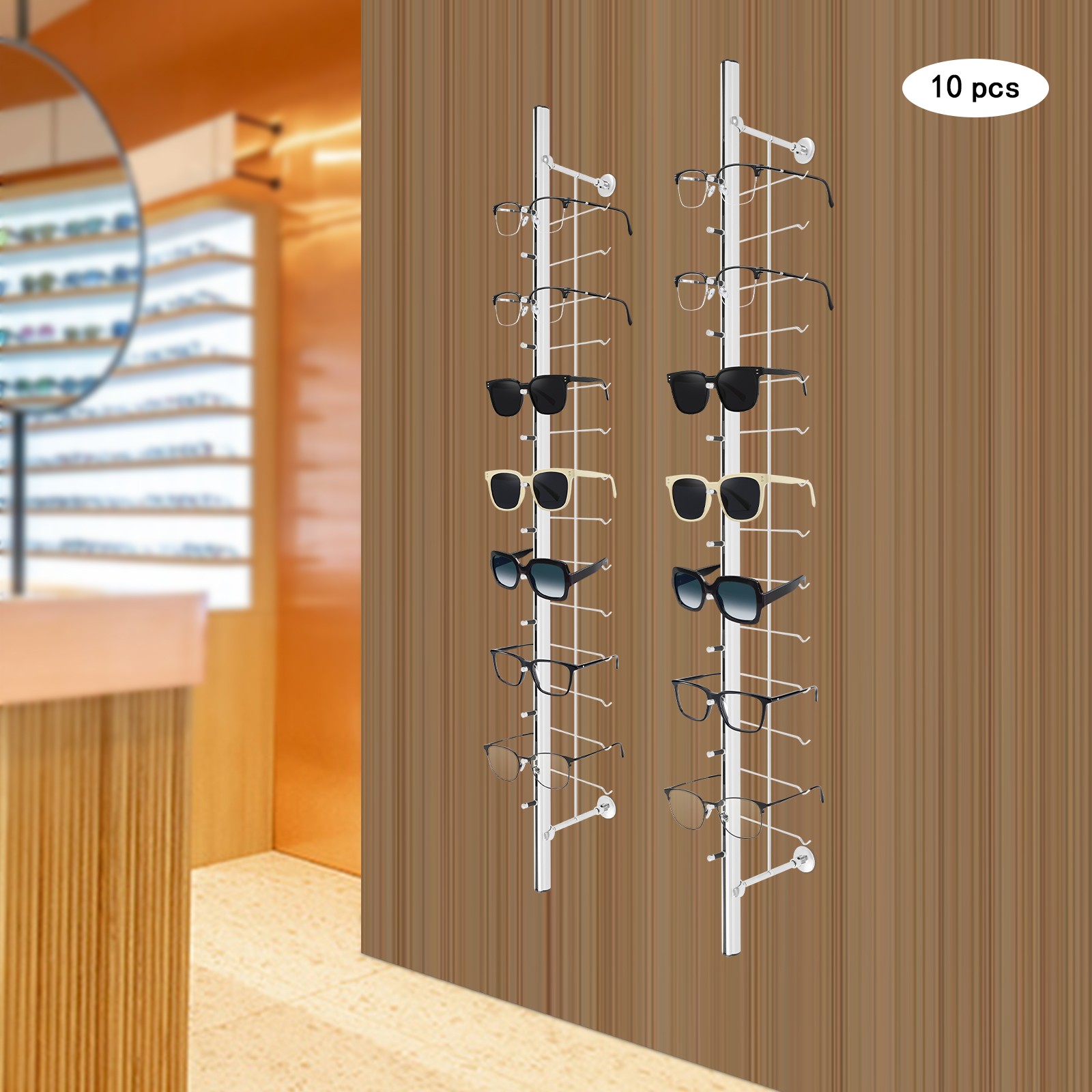 10PCS Sunglasses Display Rack 122x16.5cm Eyeglass Organizer Holder 140 Pairs US