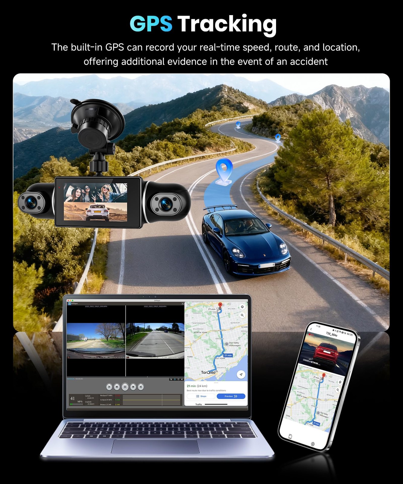 360° View 4 Channel Dash Cam 2K+1080P Front and Rear Inside, Left Right,WiFi ...