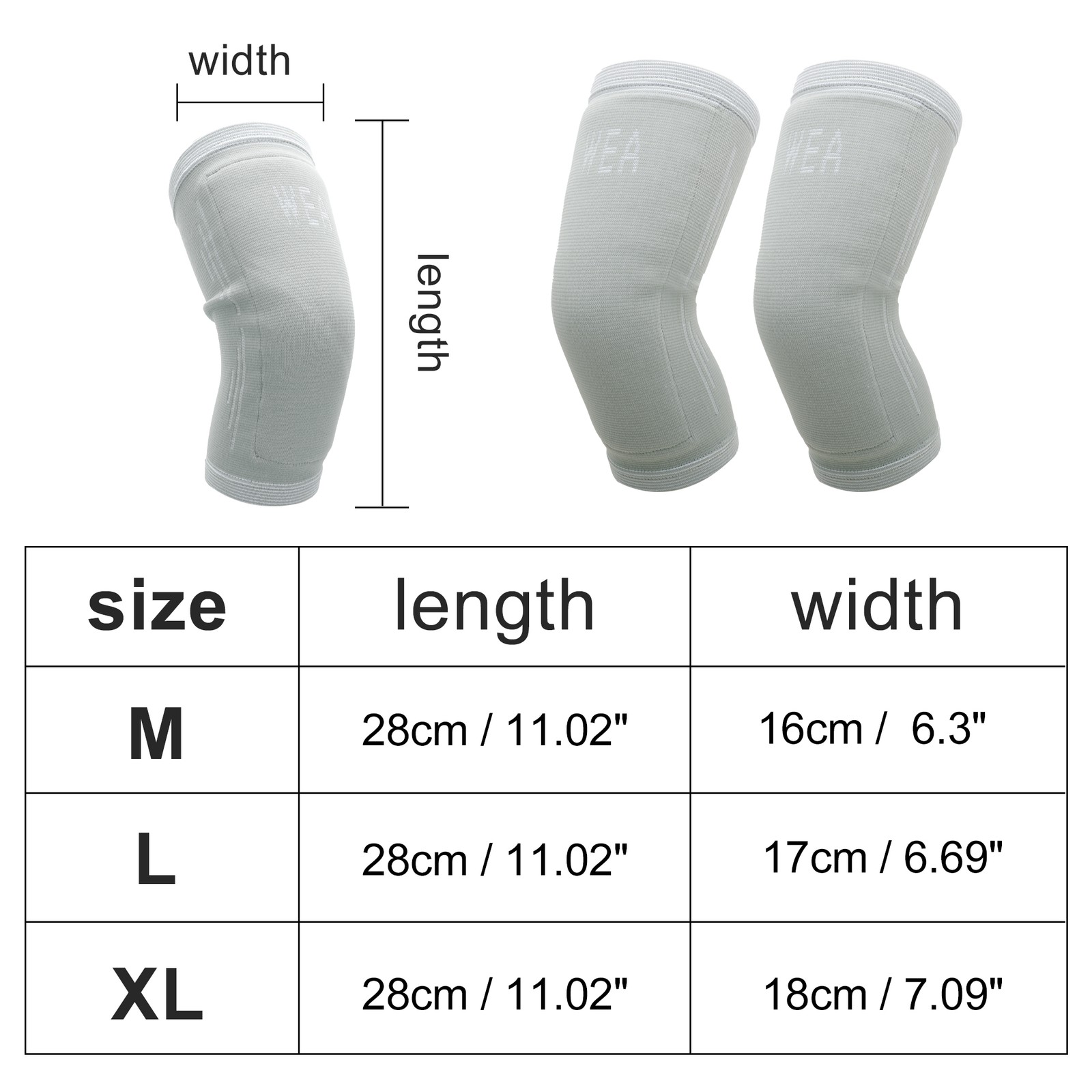 Simple Knee Pads Large Size Gray 1 Pair