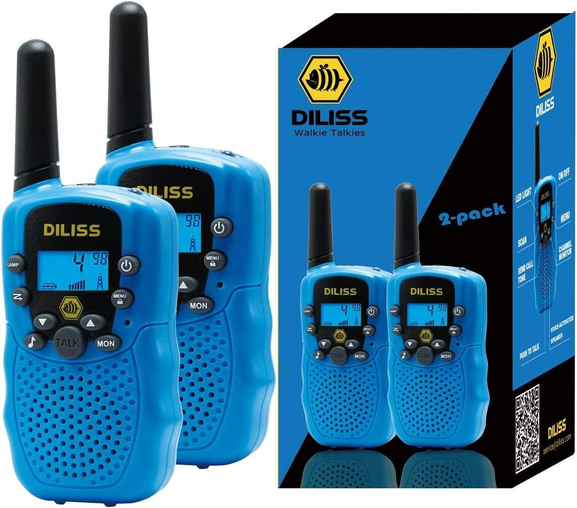 DILISS Kids Walkie Talkie Talks Toy 3-Mile Range for Camping Party Gift Blue