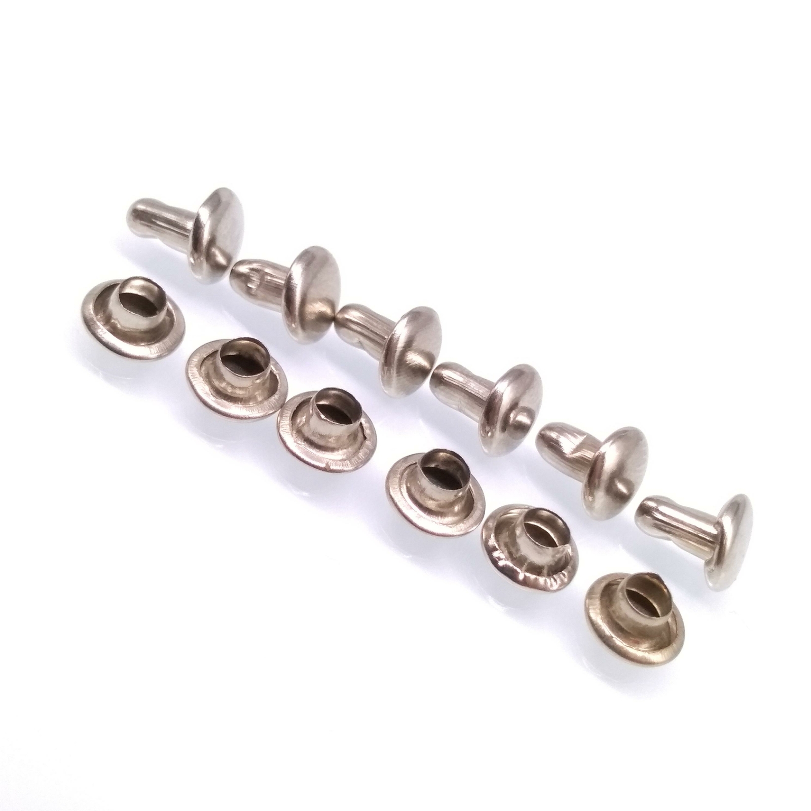 100pcs 6mm Round Double Cap Rivets Leather Craft Stud Repair Tool DIY Set Silver