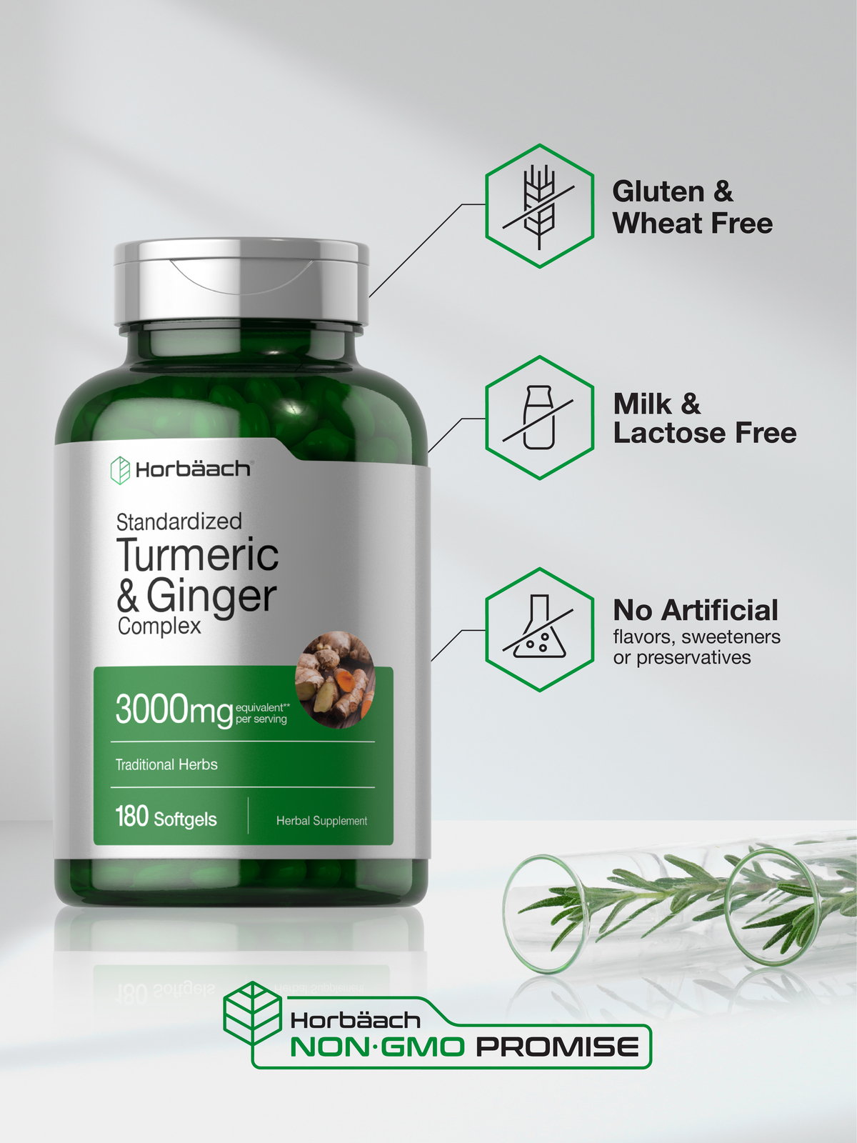 Turmeric Curcumin & Ginger Complex 3000 mg | 180 Softgels | by Horbaach