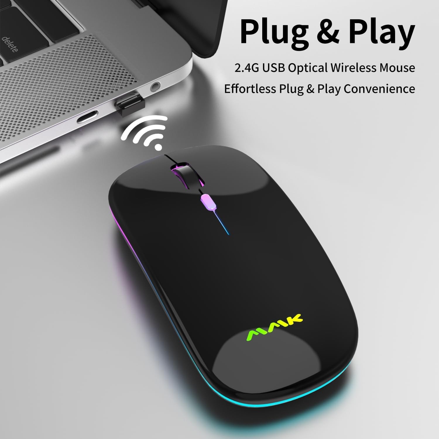 Wireless Bluetooth Mouse Rechargeable Dual Mode LED 2.4G USB PC Mac Laptop