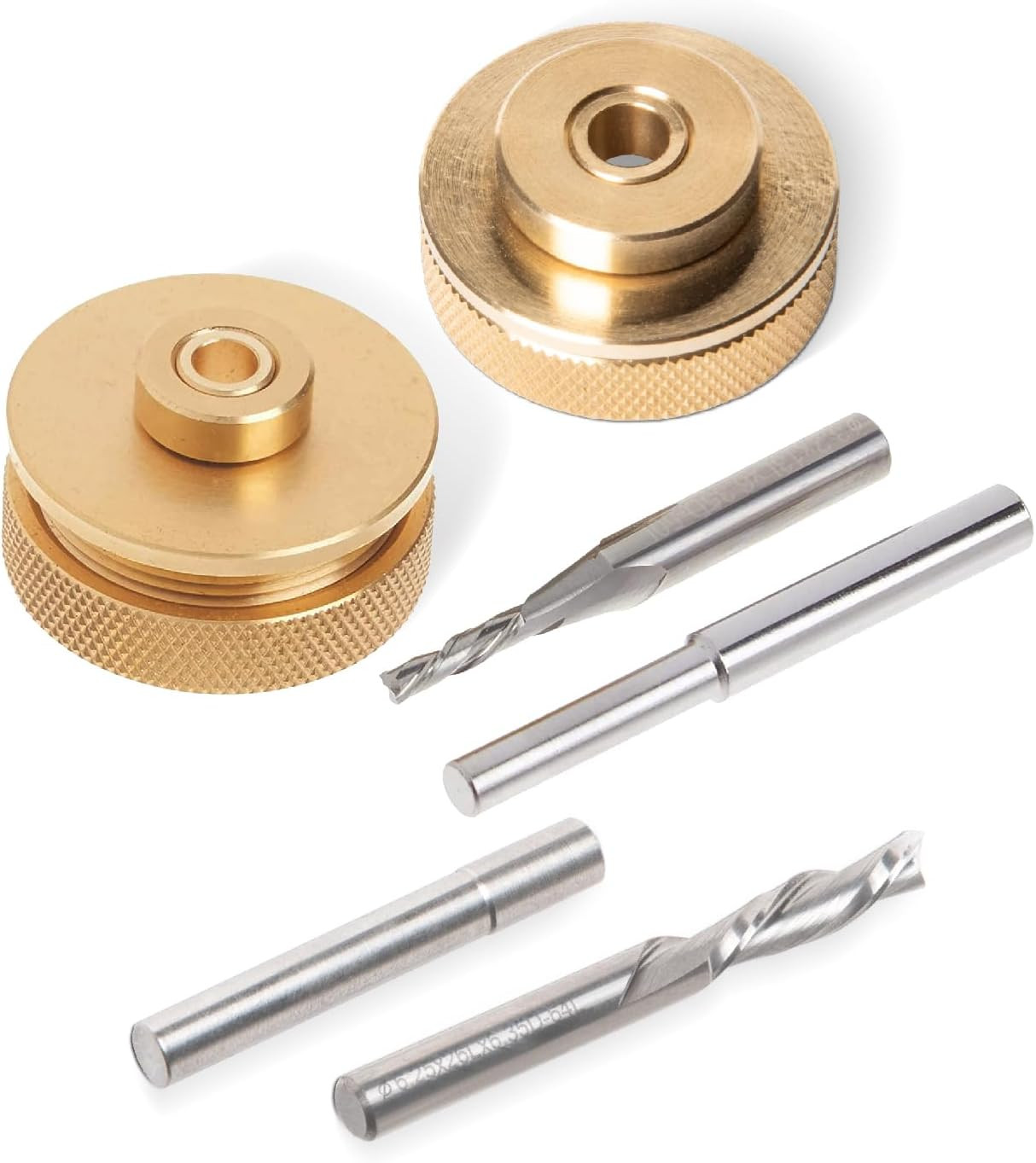 72166 Solid Brass Inlay and Carbide Router Bit Set, 1/4" & 1/8" Downcut Spiral R