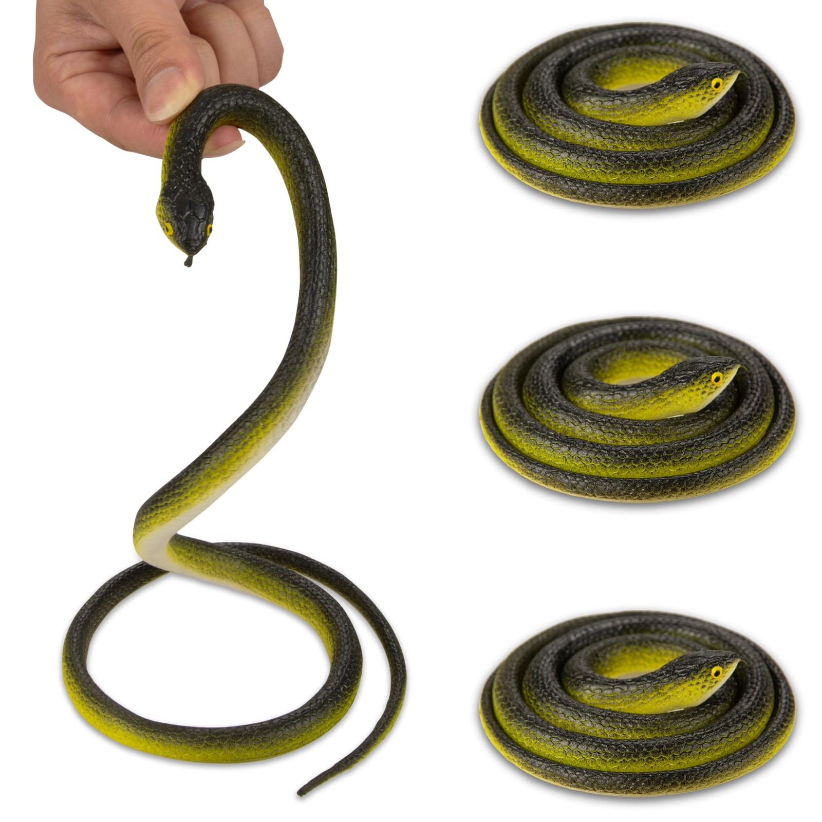 HATOFF 4 Pcs 31.5" Realistic Rubber Snake Toy Fake for 31.5 inches