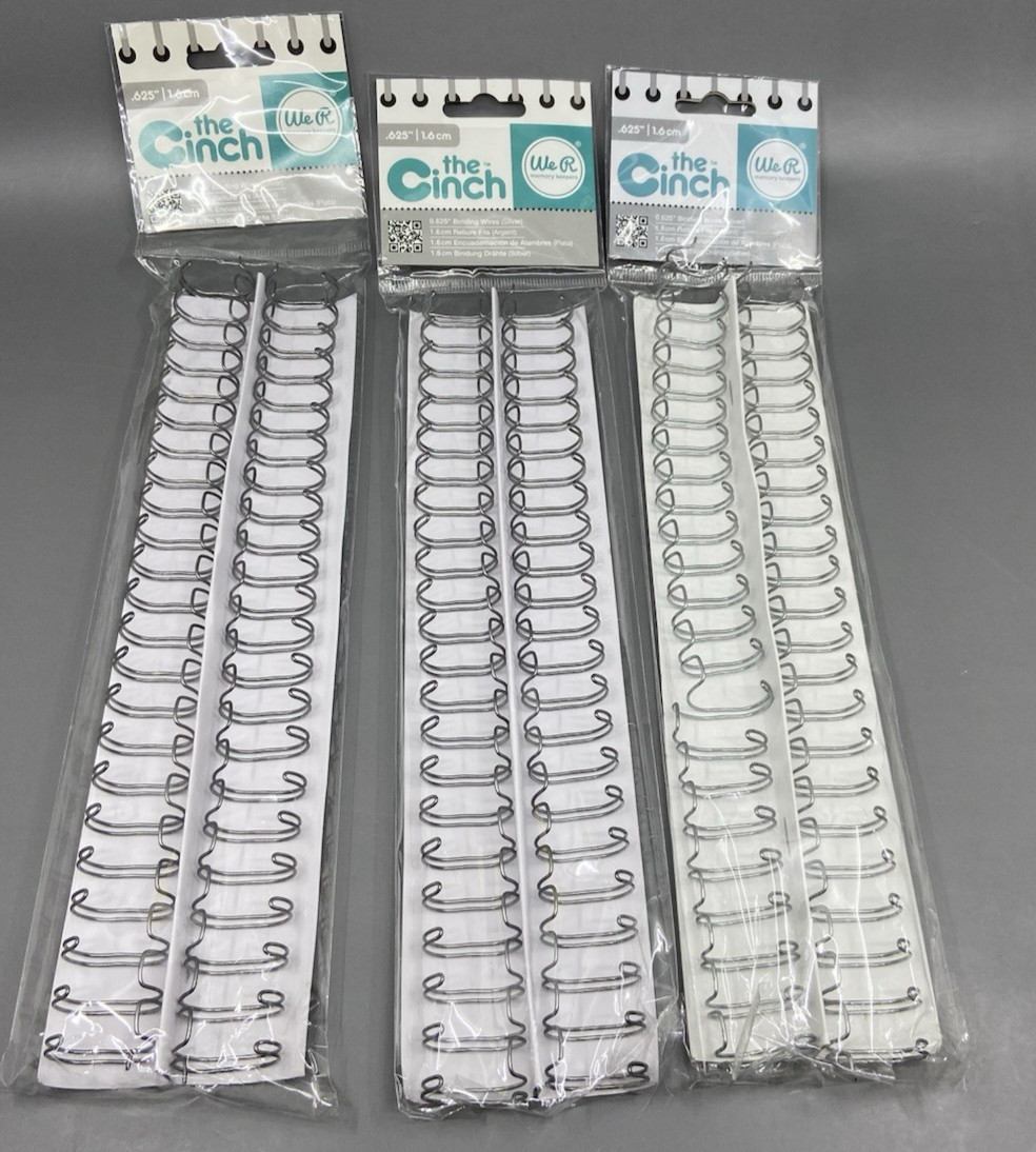 We R Memory Keepers Makers The Cinch .625 1.6cm Silver Binding Wires Lot of 3