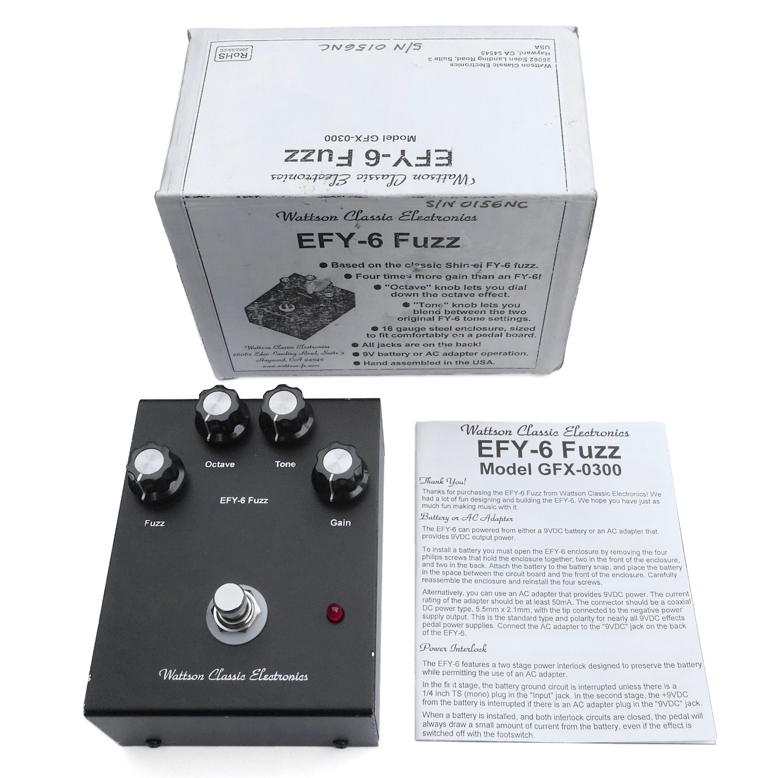 Wattson Classic Electronics EFY-6 Fuzz - Based on Shin-ei/Univox FY-6 Super Fuzz