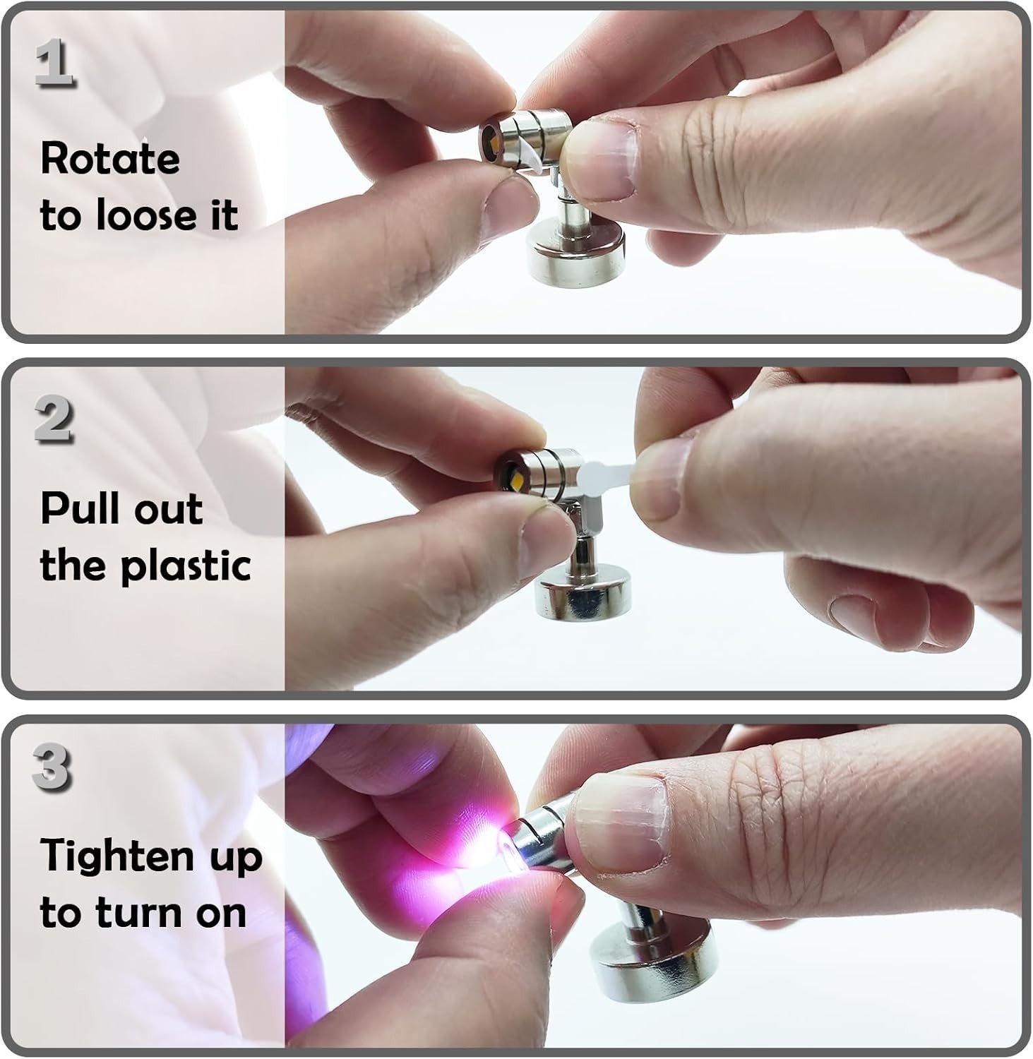 Suzeyar Metal Miniature LED Lights Tiny Spot Light Magnetic Base Battery Operate