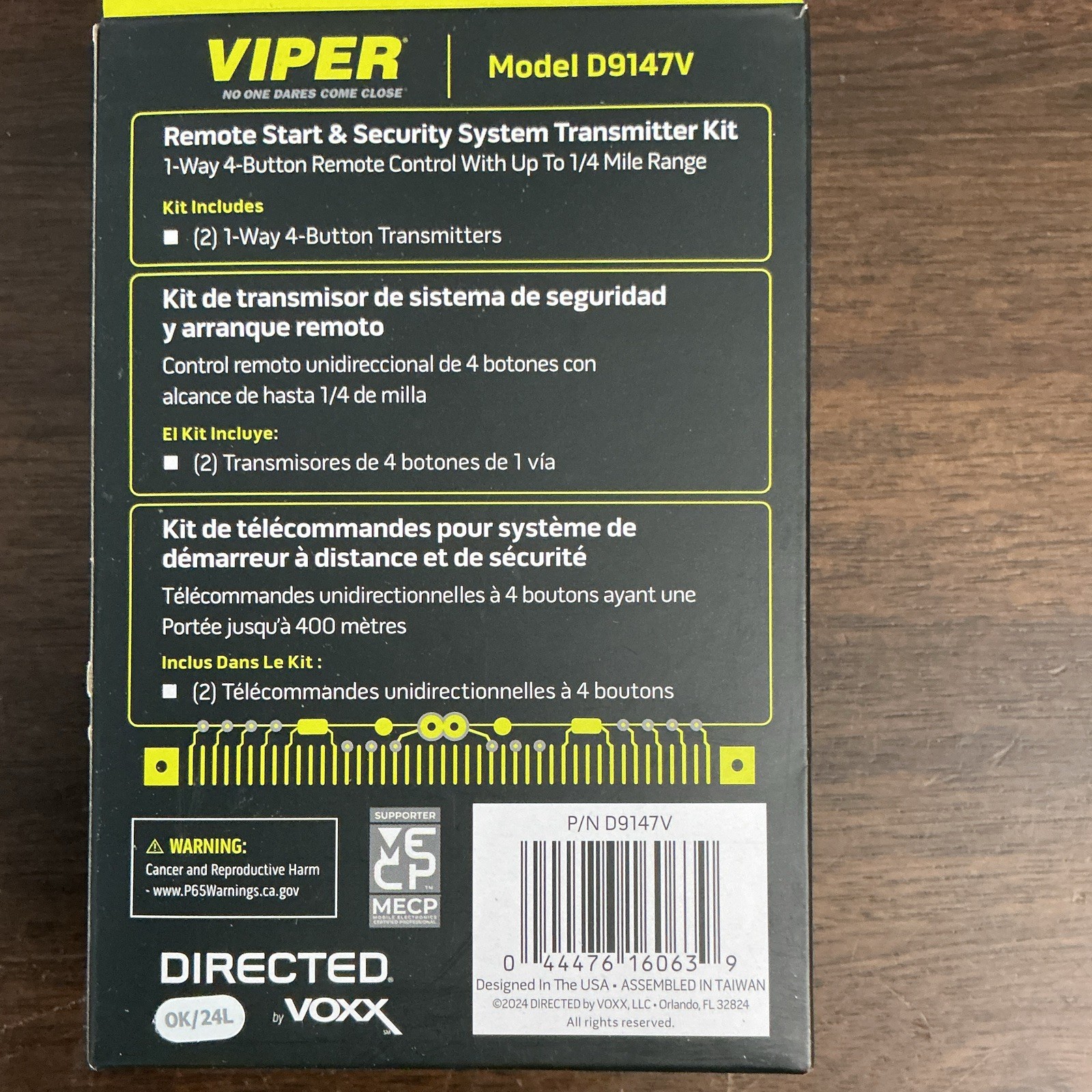 Viper D9147V 1-Way Remote Start & Security System 4-Button Transmitter Kit