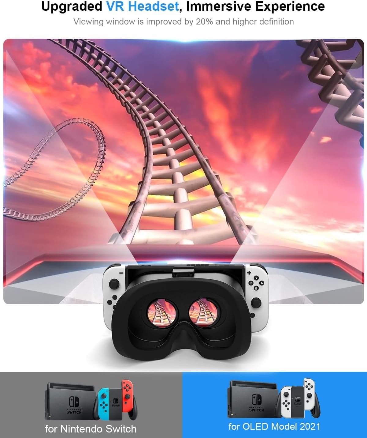 VR Headset for Nintendo Switch & Switch OLED 3D VR Gaming Experience with Lens