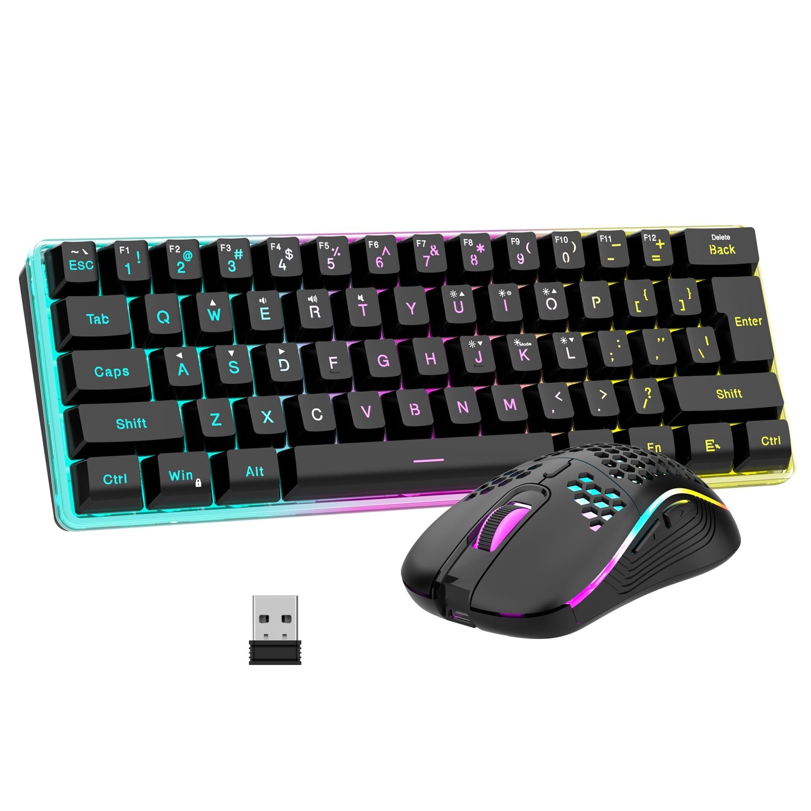 RedThunder 60% Wireless Gaming Keyboard & Mouse Combo with Rechargeable Batte...