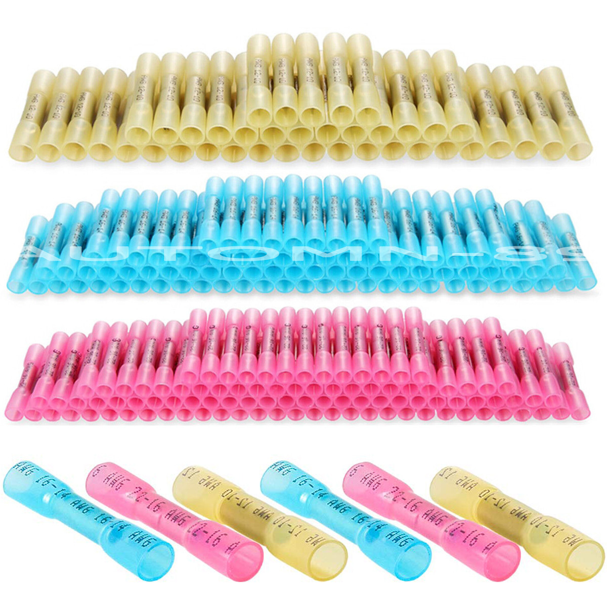 500pcs Waterproof Heat Shrink Splice Butt Connectors Wire Terminals Crimp Seal