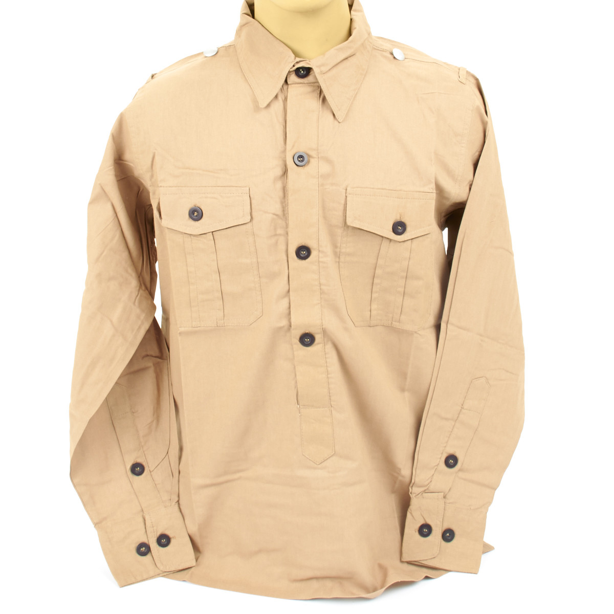 German WWII DAK Light Brown Field Shirt- M: US 38-40