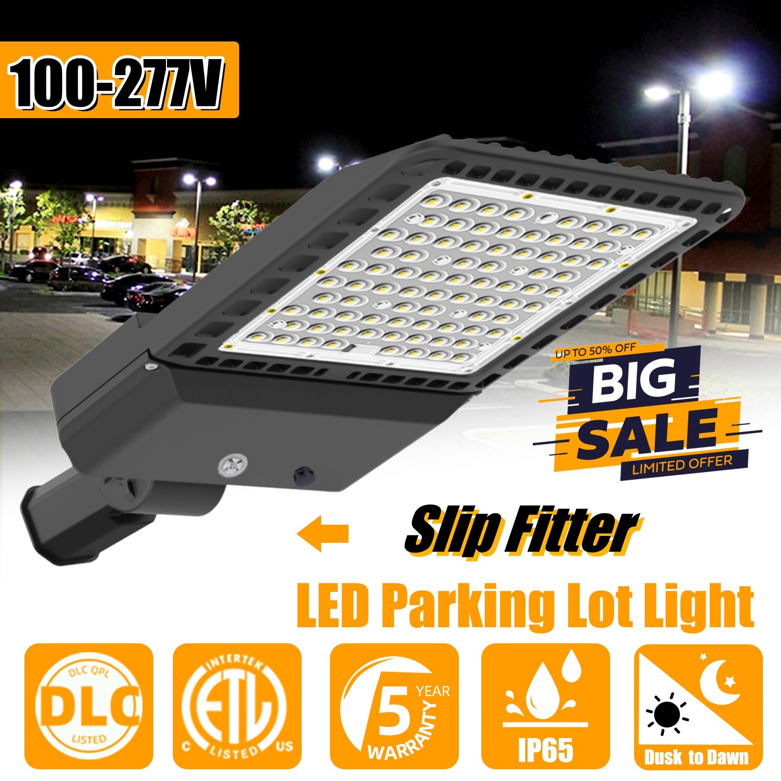 300Watt 42000LM LED Parking Lot Lights - Outdoor Commercial Area Street Lighting
