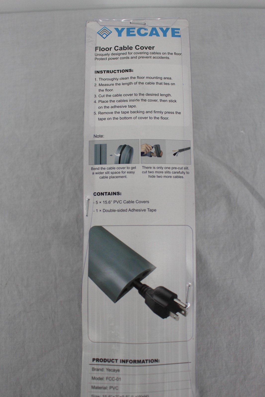 Yecaye Floor Cable Cover Brown Plastic Cord Protector Concealer FCC-01 Cable