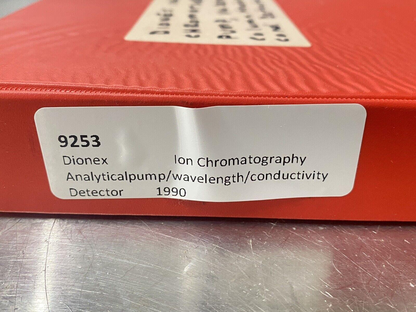 Dionex Ion Chromatography Pump Detector- Users Guide / Instruction Book / Manual