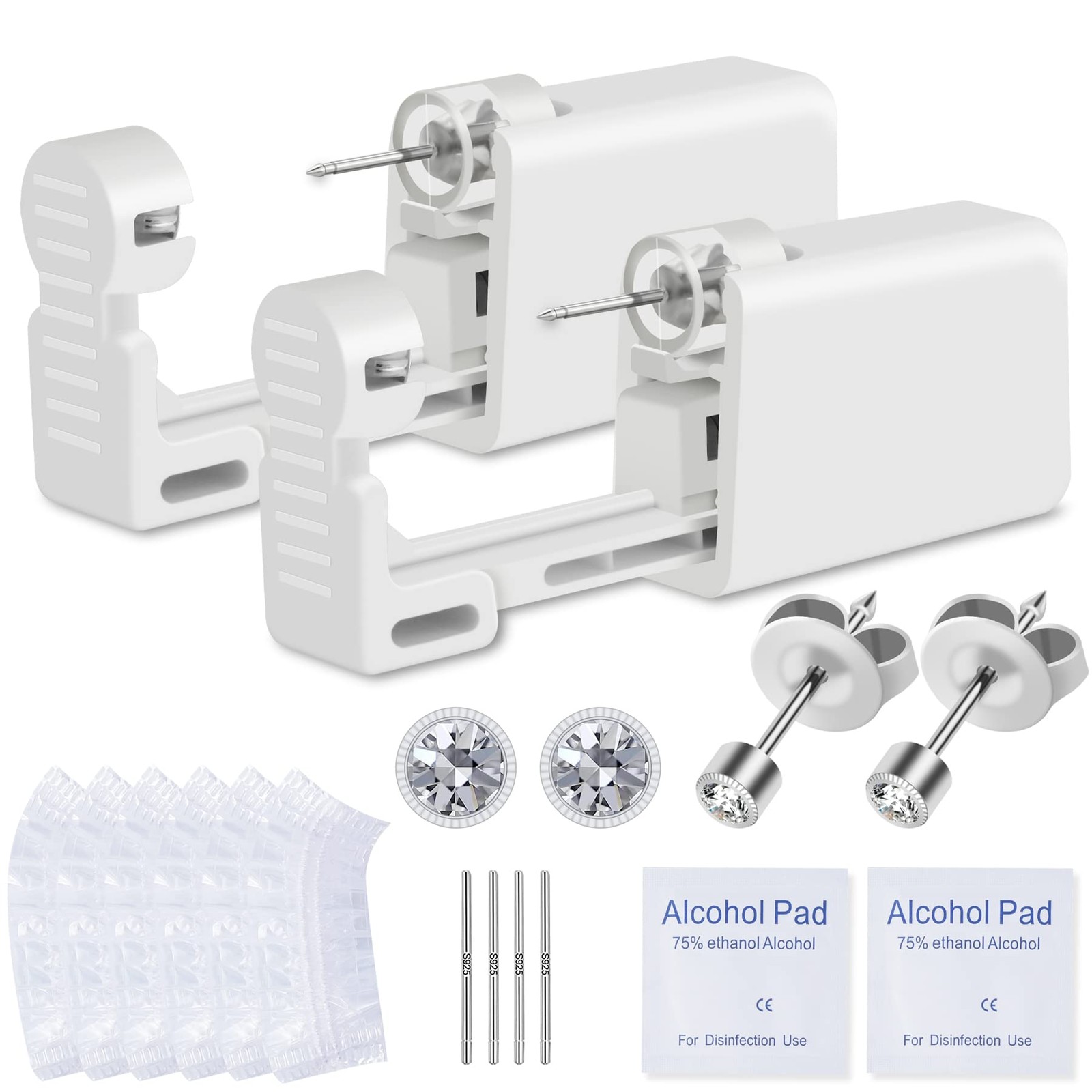 Disposable Ear Piercing Kit: 2 Guns with Preloaded 3MM Studs for Home Use