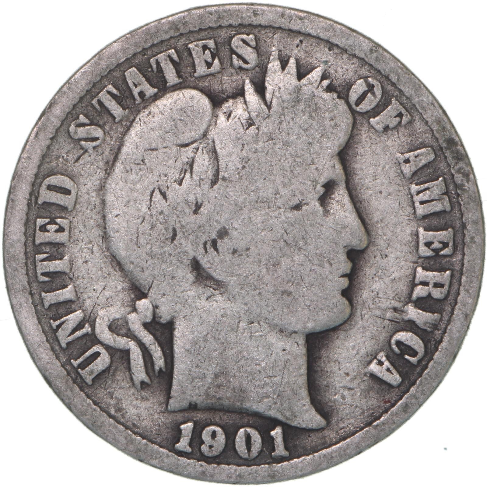 1901-O Barber Liberty Dime silver great coin nice problem free G-VG FREE SHIP!