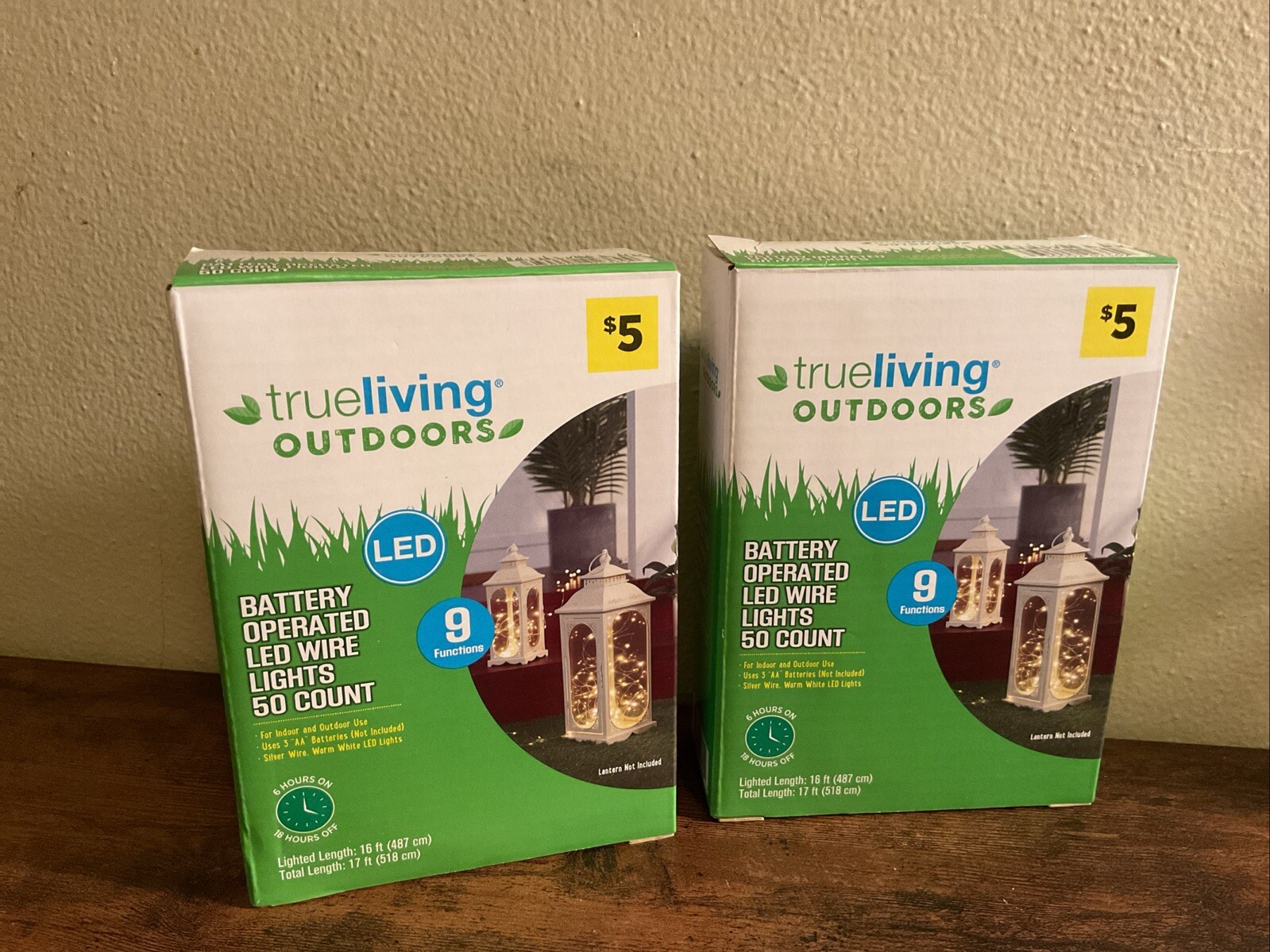 2 Boxes Of Trueliving Outdoors battery operated LED wire lights 50 Count Each