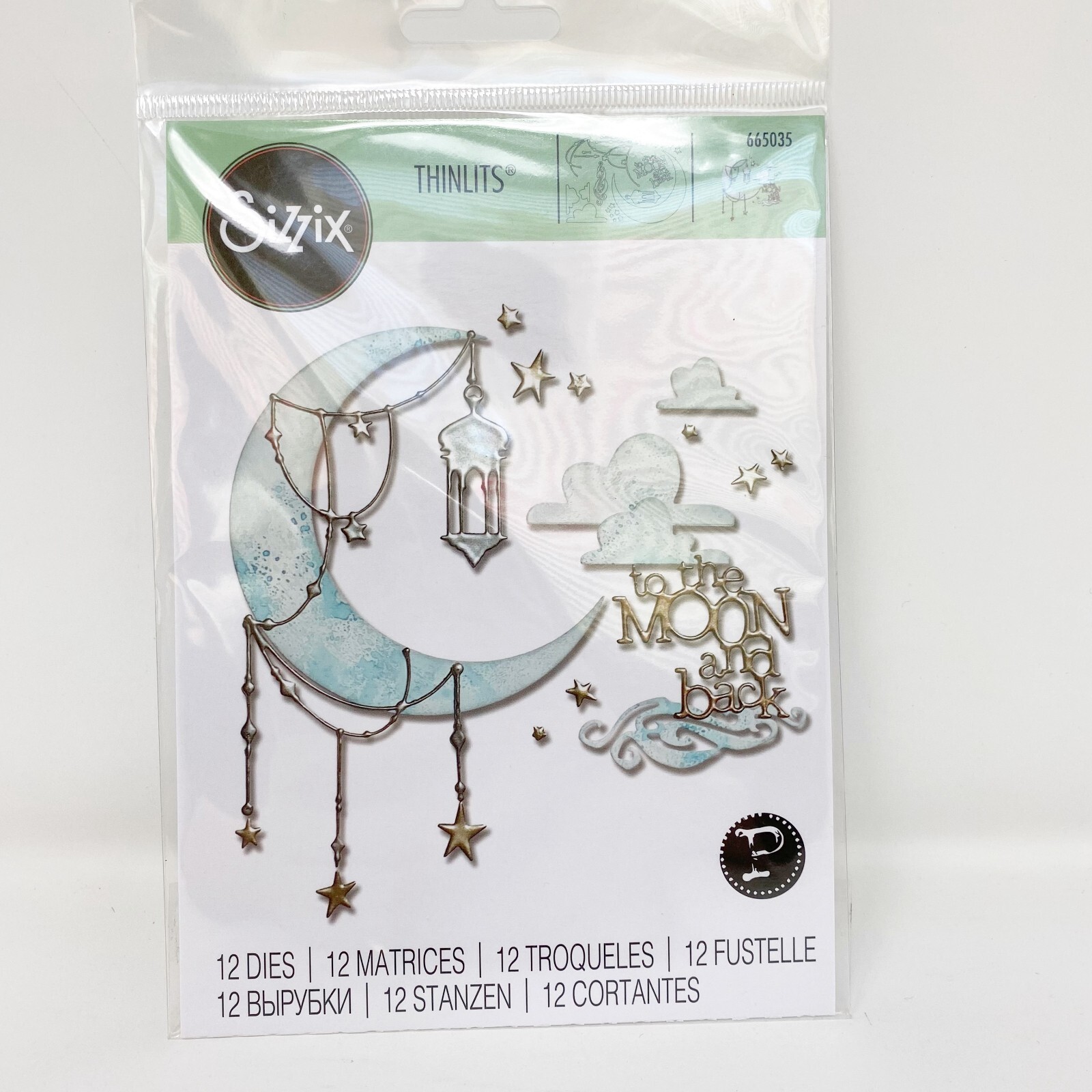 Sizzix Thinlits Moon & Back by Pete Hughes Cutting Dies Craft Bundle 665035 NEW