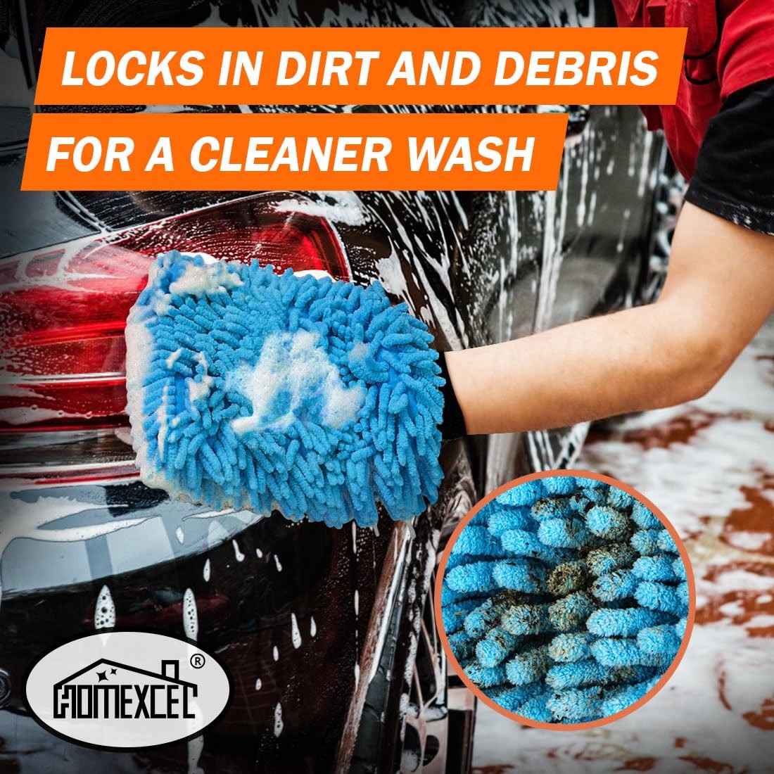 2Pack Chenille Microfiber Car Wash Mitt Double Sided for Car Washing Detailing