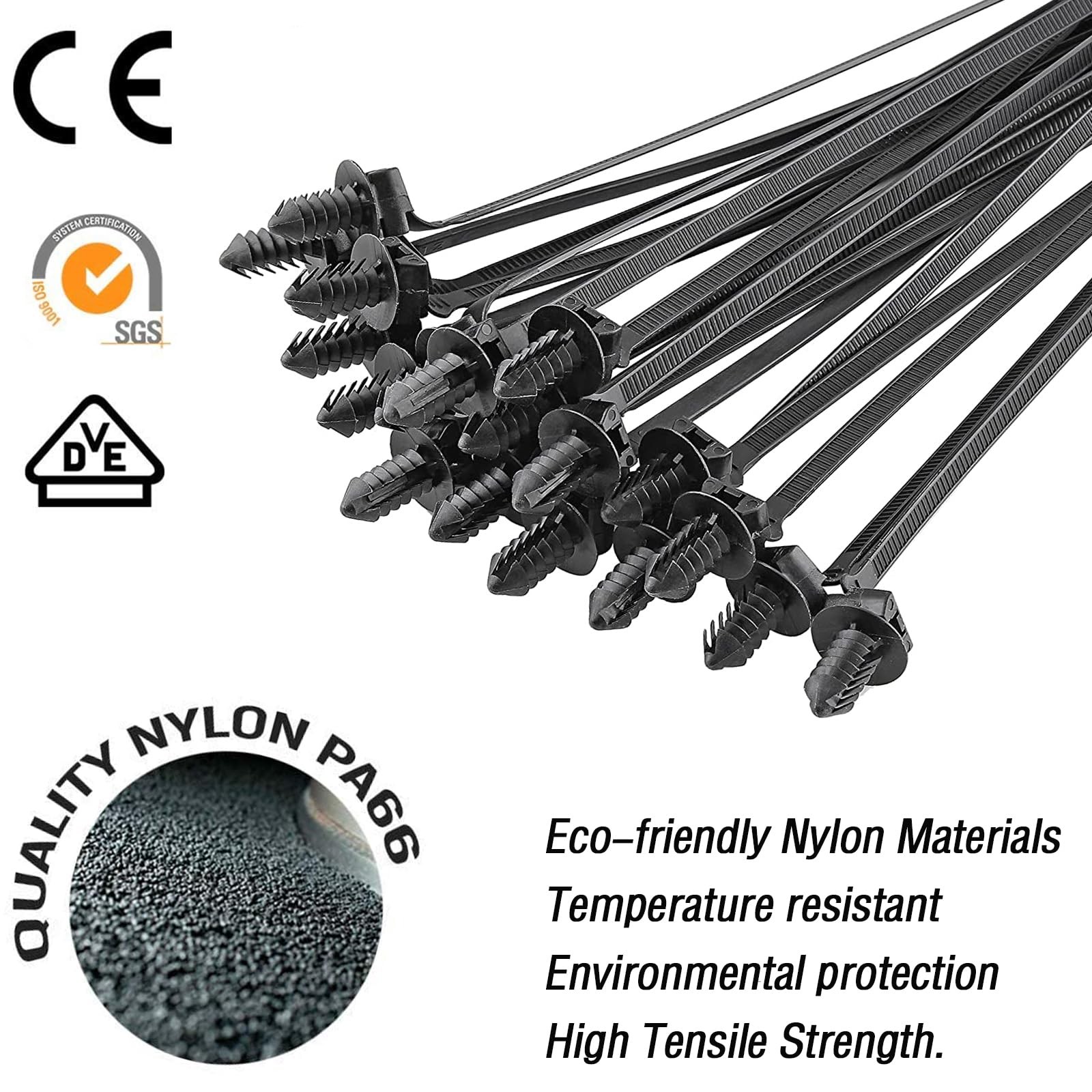 240Pcs Push Mount Cable Zip Tie,Nylon Self Locking Cable Strap,8 Most Popular...