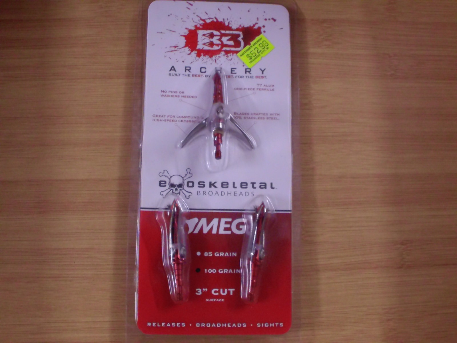 New in Package B3 Archery 3 Blade Exoskeletal Broadhead 3" CUT 100 grain
