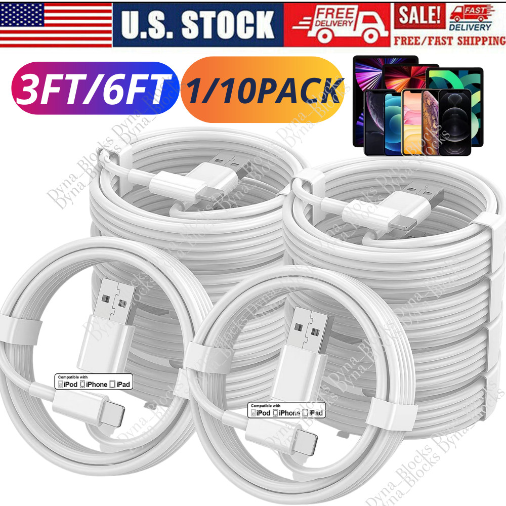 USB Charging Cable 3/6FT For iPhone 14 13 12 11 Pro Max X 8 7 6 Charger Cord Lot
