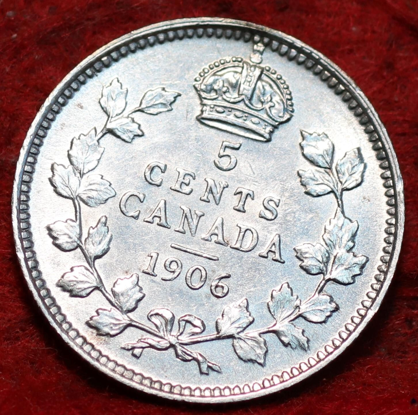🇨🇦 1906 King Edward VII Choice AU+++++ 5 Cents Silver Coin Canada