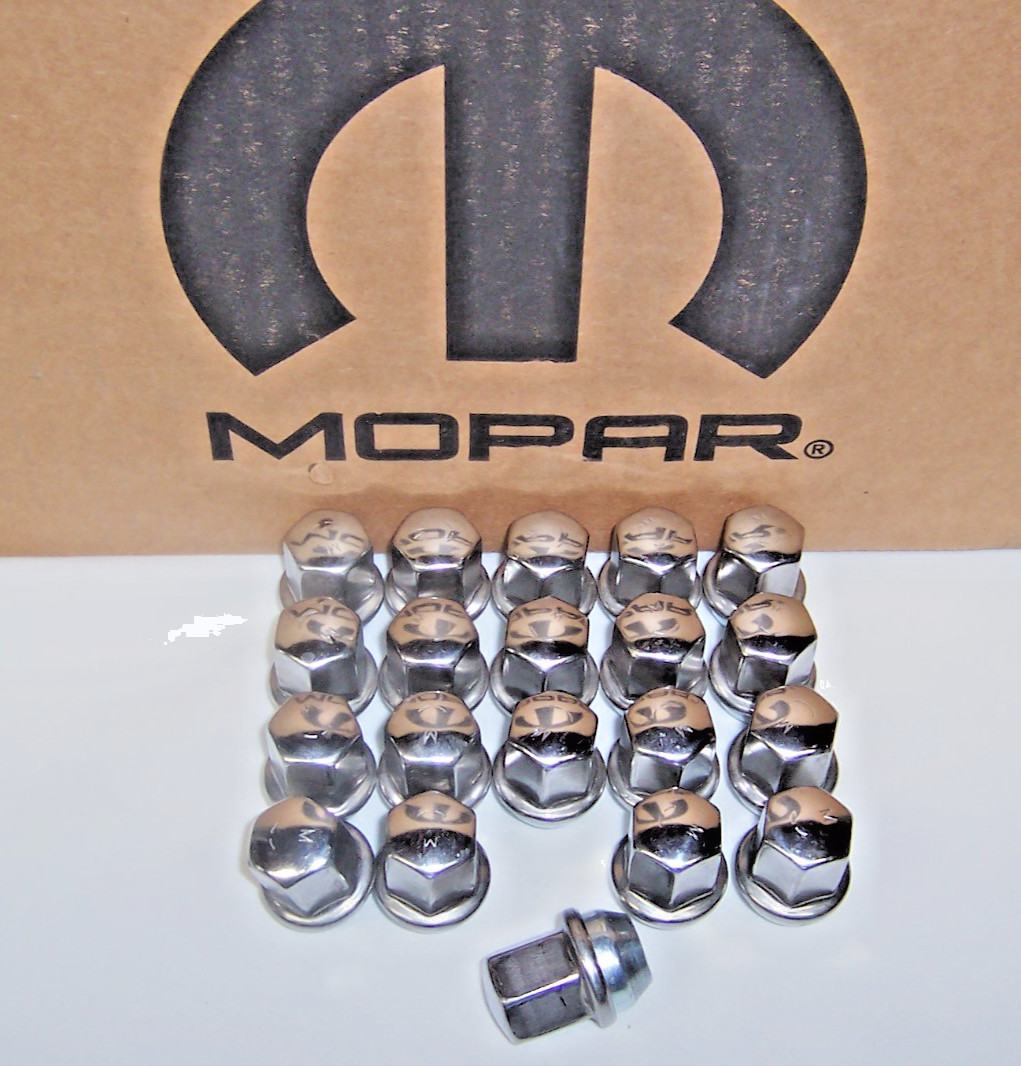 JEEP SET OF 20 MOPAR Factory Chrome Stainless Cap 14x1.5 Wheel Rim Lug Nuts OEM