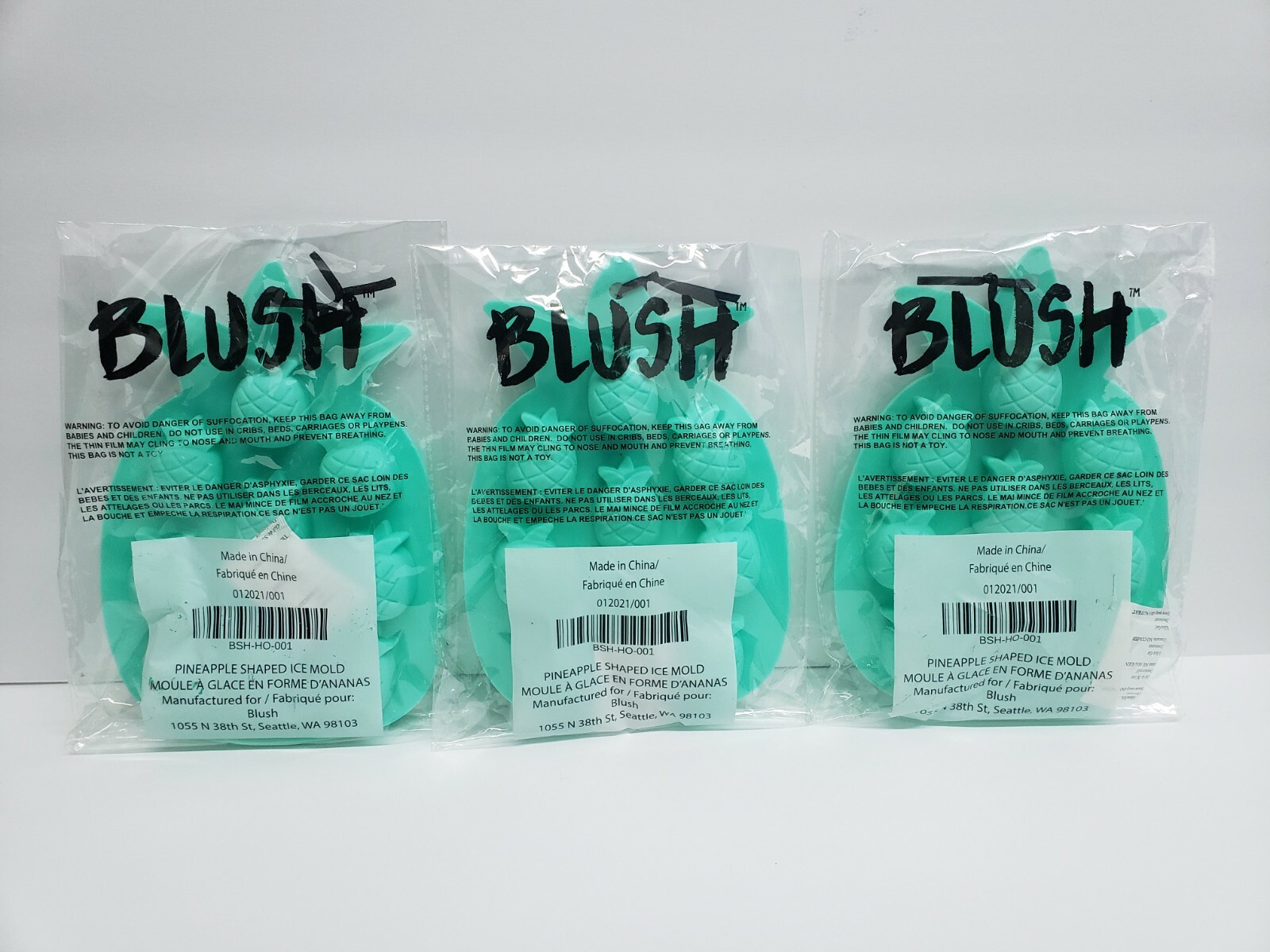 BLUSH PINEAPPLE SHAPED ICE MOLD●LOT OF 3!