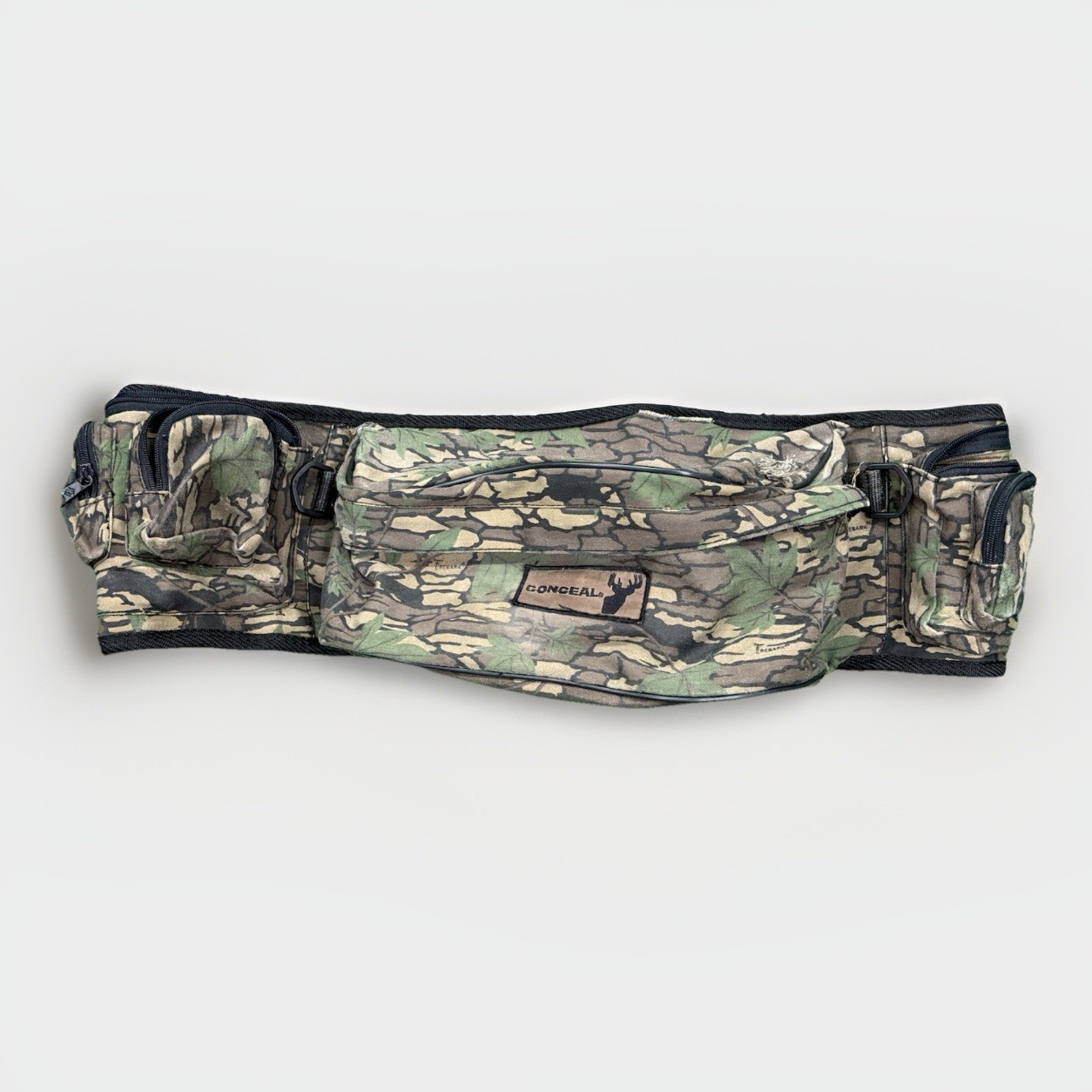 Vintage Trebark Conceal Camo Belt Bag Fanny Pack 5 Pocket Hiking Camping Hunting