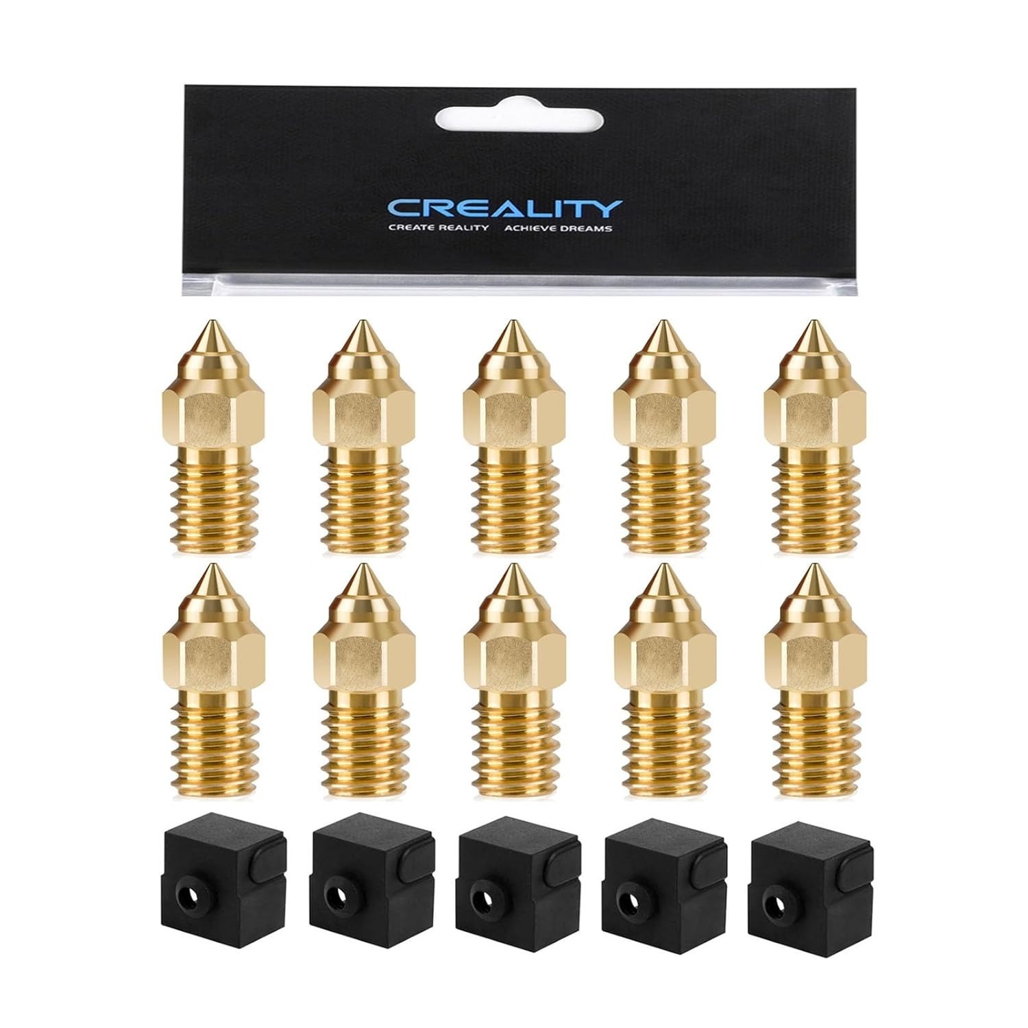 Creality Ender 3 V3 SE Nozzle Kit 10Pcs 0.4mm Brass Nozzles + 5 Silicone Socks