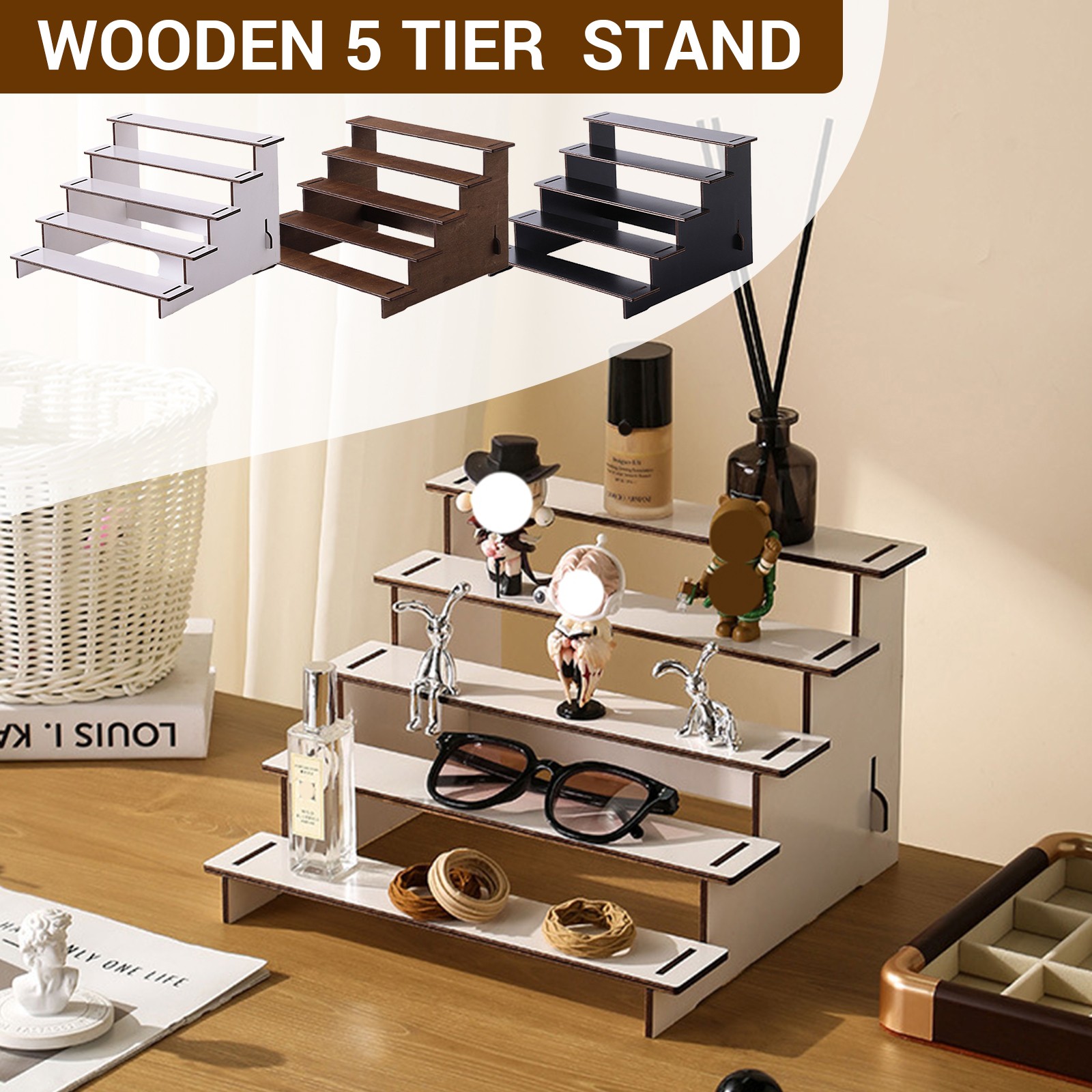5 Tier Wooden Cupcake Dessert Display Stand Rustic Tiered Organizer Holder 2026