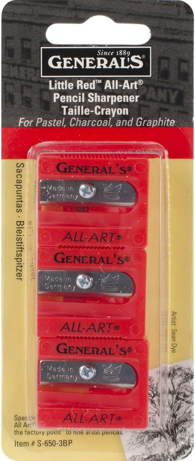 All-Art Sharpener, Pack of 3, Little Red (S6503BP)