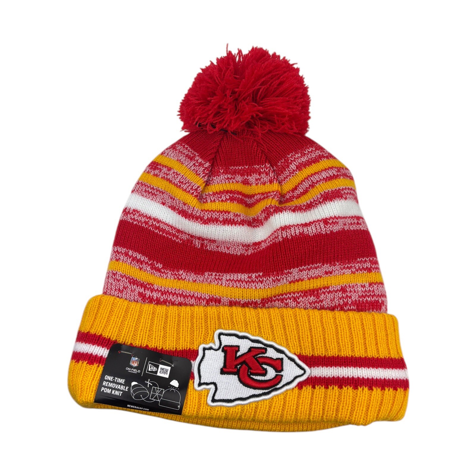 Kansas City Chiefs NFL New Era Winter Cuffed Removable Pom Knit Beanie