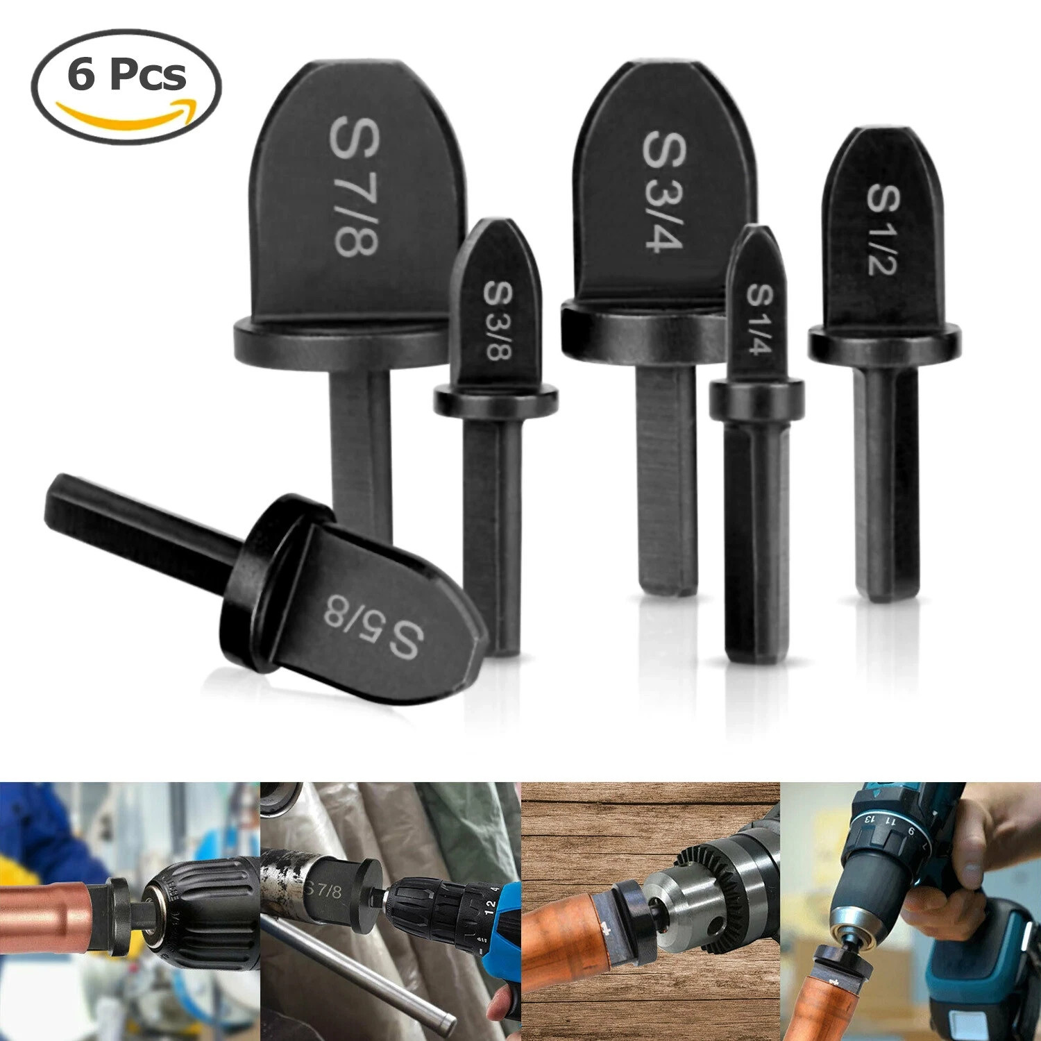 6x Swaging Tool Drill Bit Set Air Conditioner Copper Pipe Flaring Tube Expanders