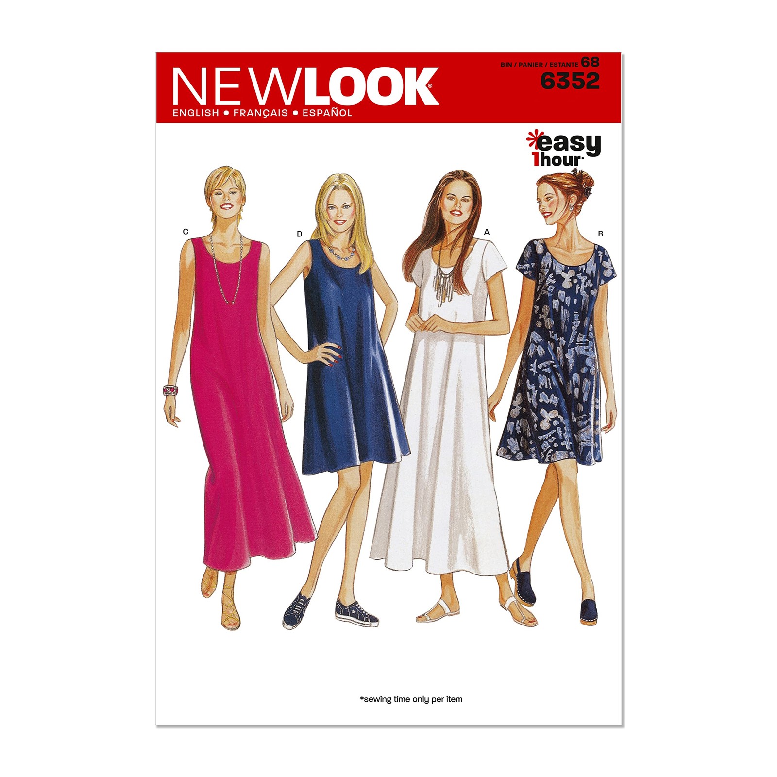 New Look U06352A Misses' Dress Sewing Pattern Packet, Code 6352, Sizes 8-10-1...