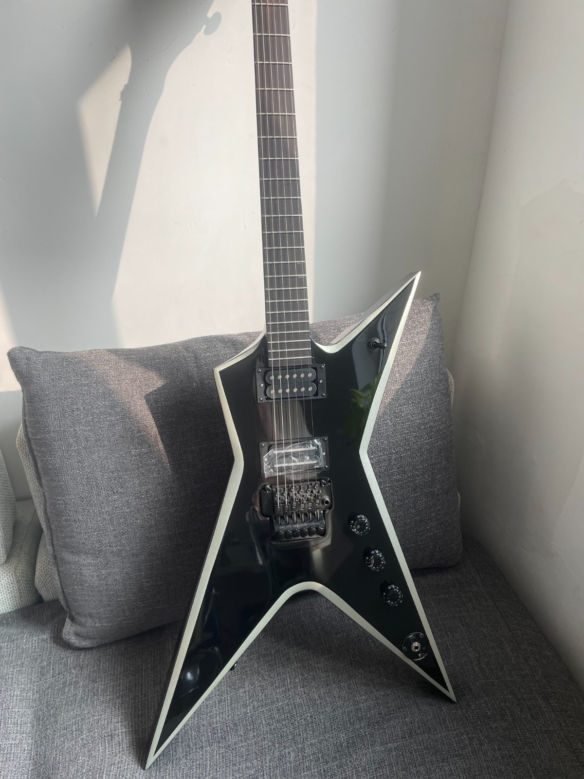 Dimebag Darrell Stealth ElectricGuitar Black With Silver Bevels Floydrosevibrato