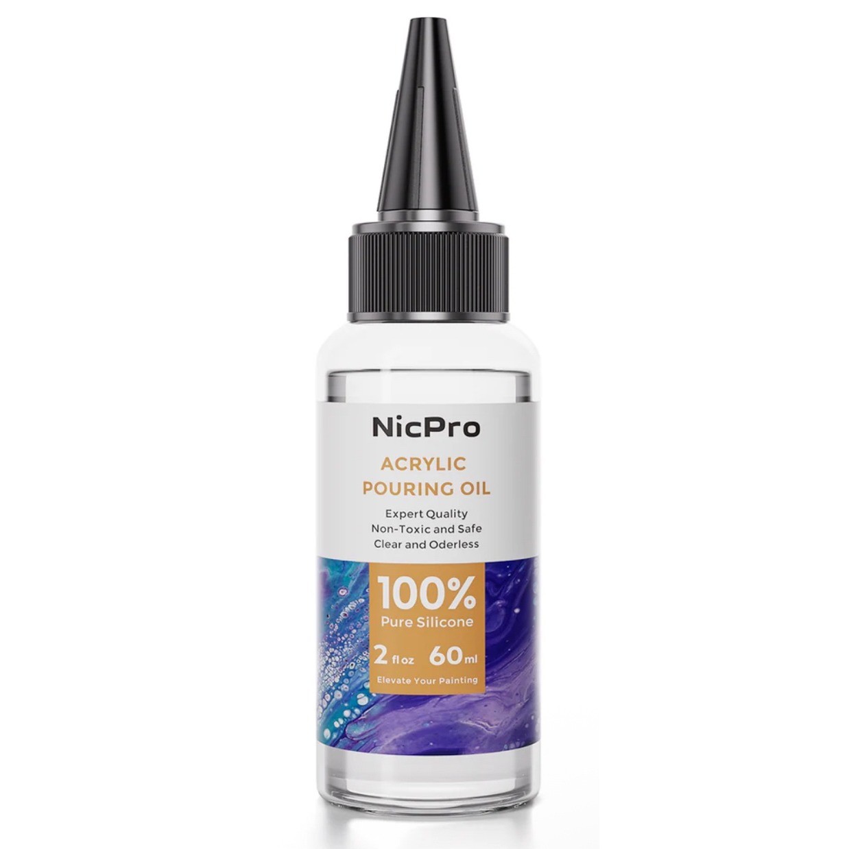 NicPro Acrylic Pouring Oil 100 Percent Pure Silicone 2 fl oz 60ml Clear Odorless