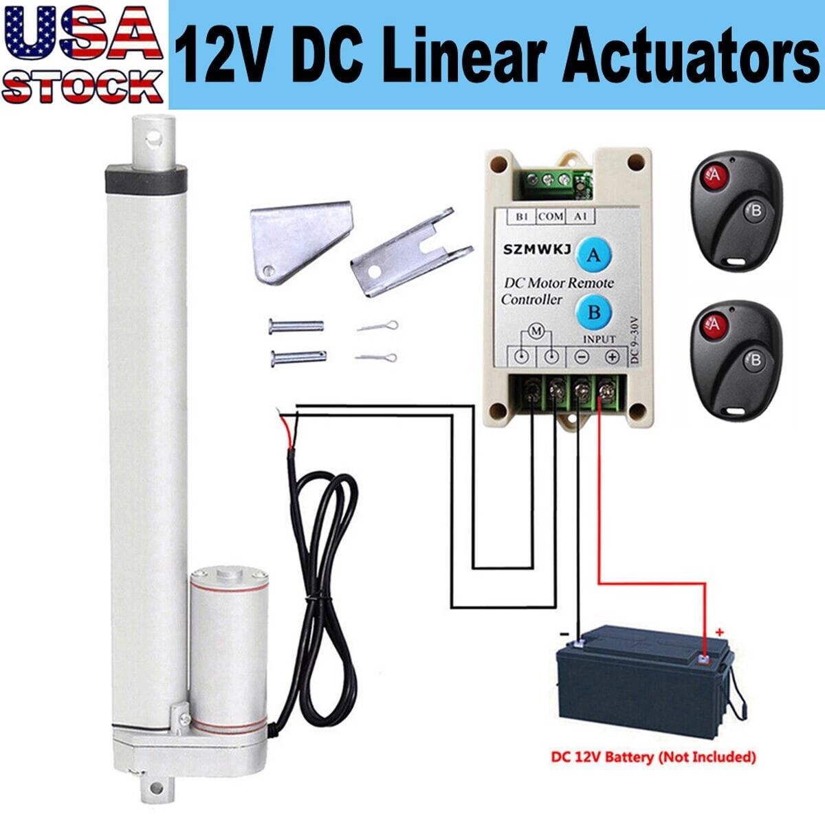 2"- 18" Stroke Linear Actuator 1500N/330lbs W/Controller Heavy Duty 12V DC Motor