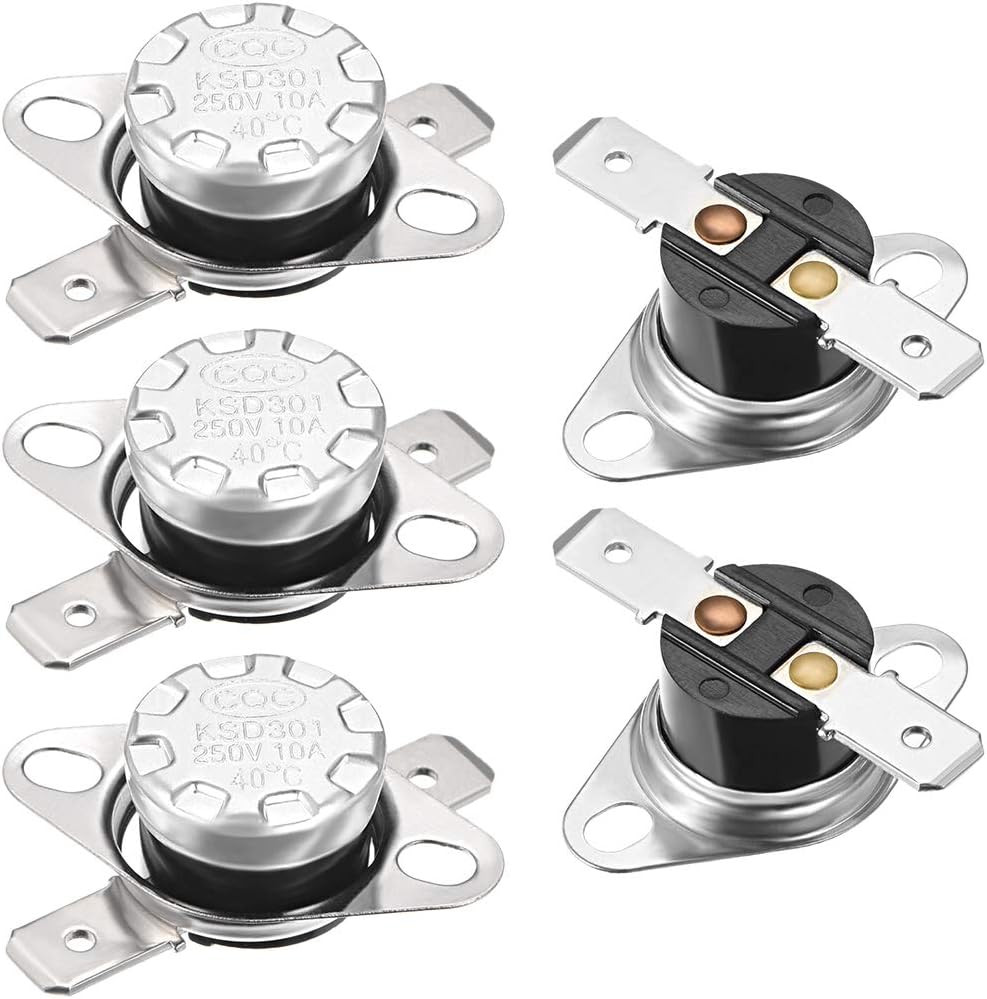 Uxcell KSD301 Thermostat 40°C/104°F 10A Normally Open N.O Adjust Snap Disc Tempe