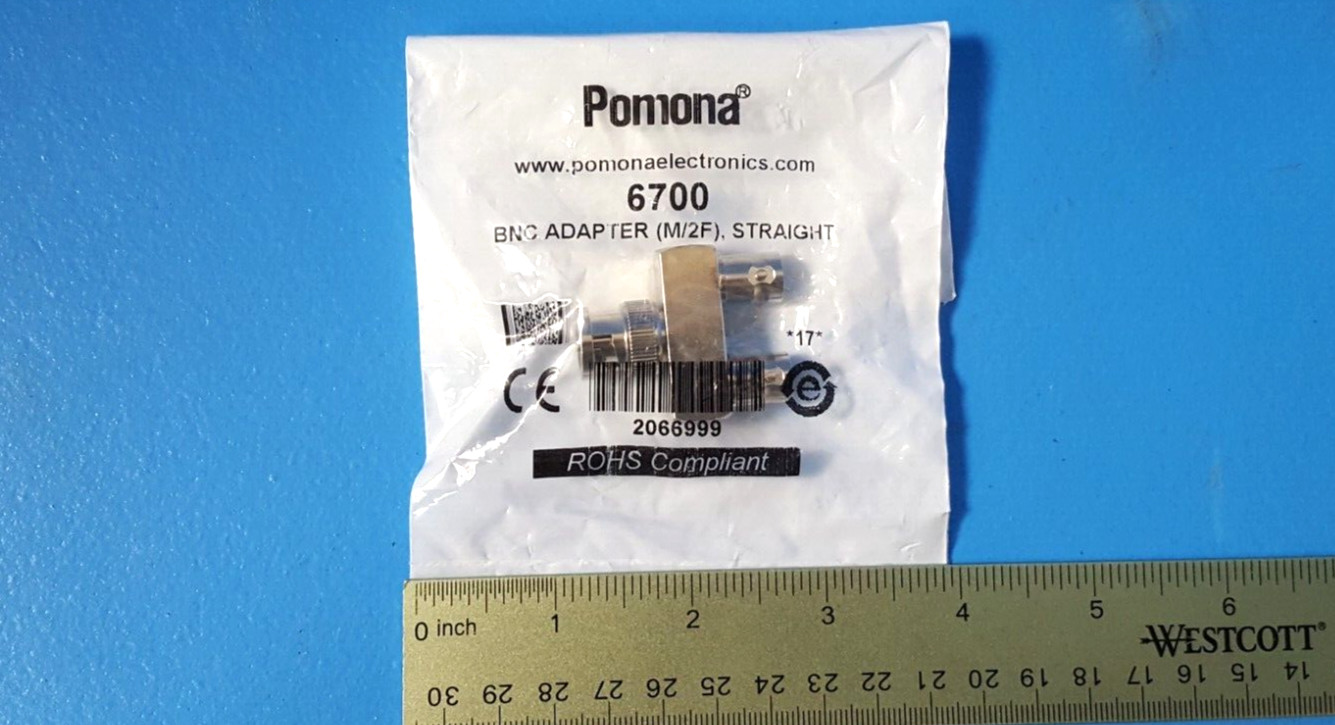 (2 pcs)Adapter Coaxial Connector BNC Plug, (M/2F), 6700, Pomona, 50 Ohms