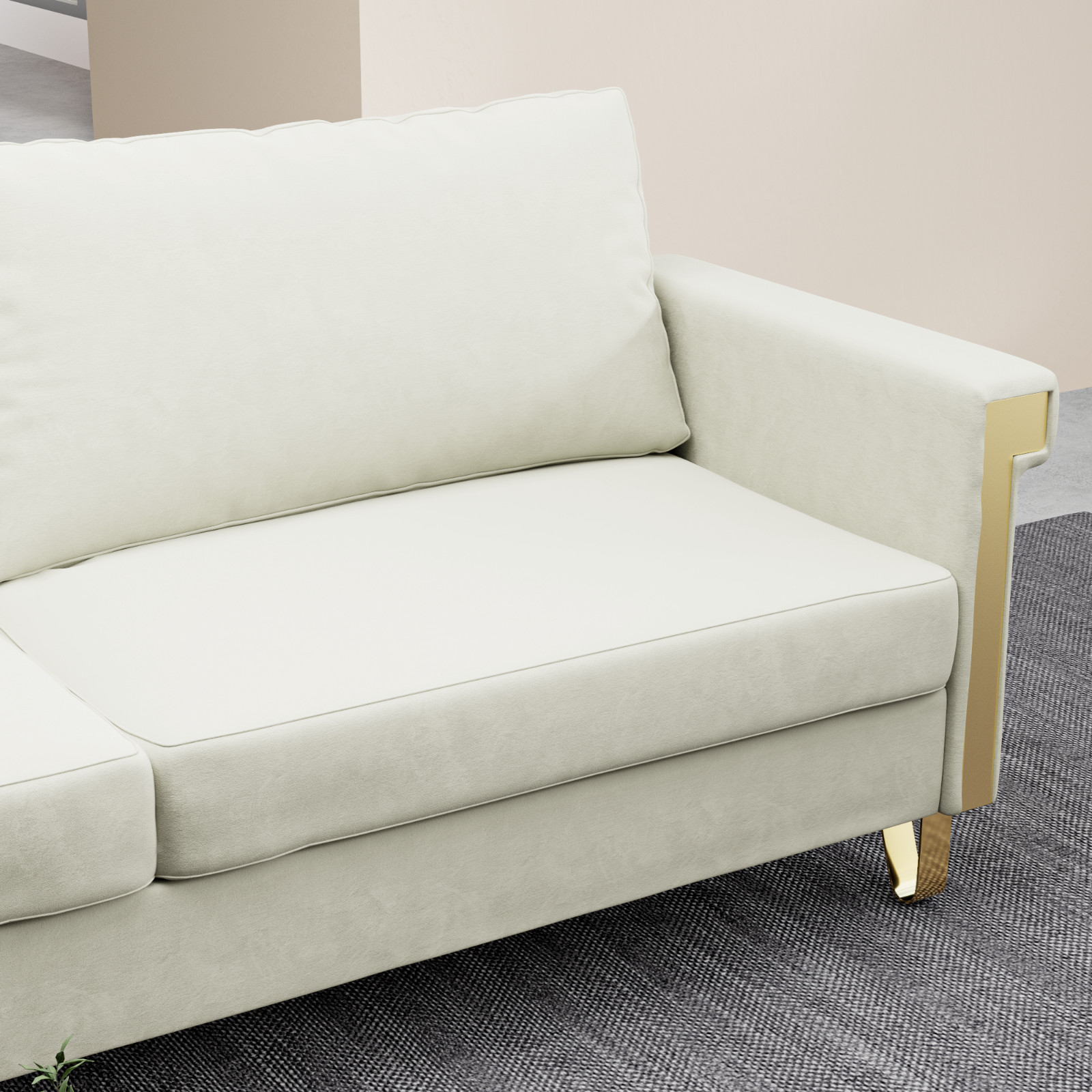 2.5 Seat Velvet Sofa Upholstery with Ideal Mid-Century Modern Living Room Furnit