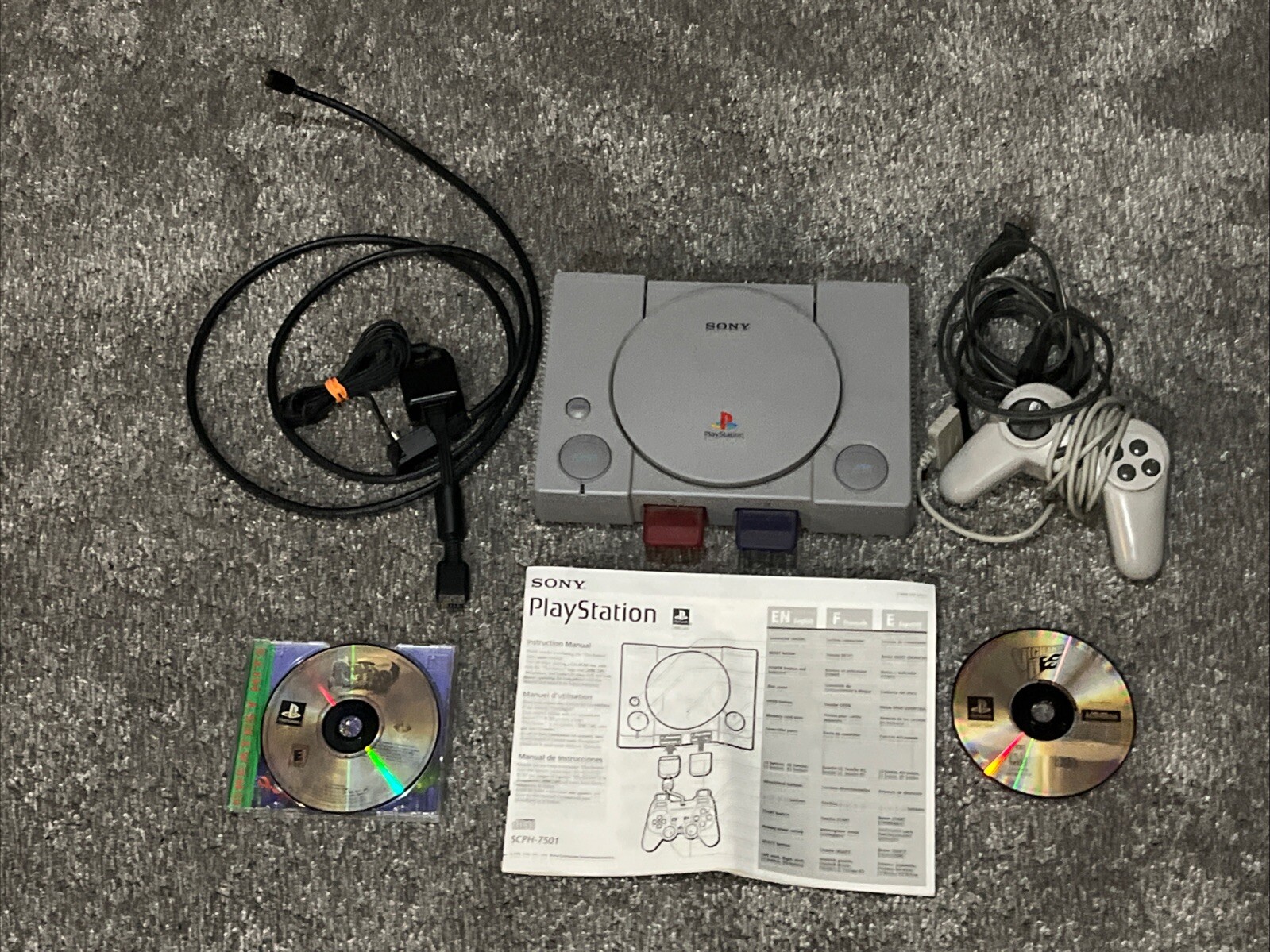 PLAYSTATION 1 scph-7501 Original Spyro Vigilante 8 Lot With Manual Video PS1