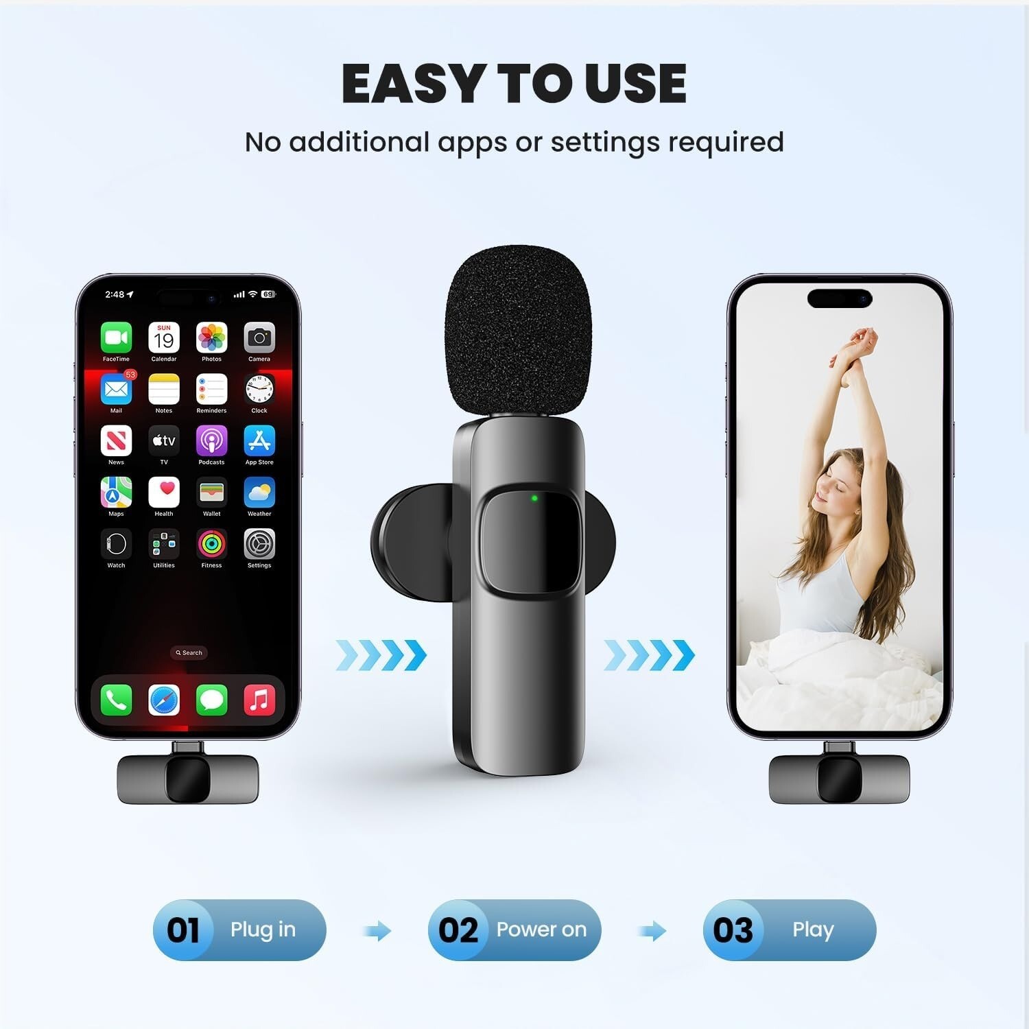 Microfono Mini Inalambrico De Para Celular Iphone O Android 2 Solapa Micrófonos