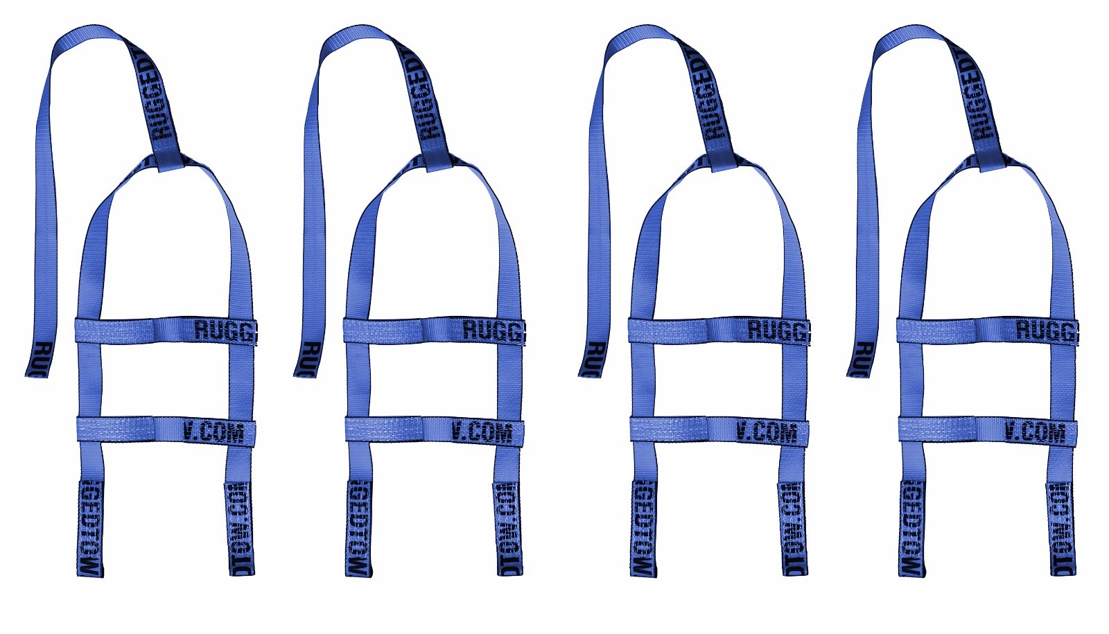 4 pc Blue Mini Tow Dolly Demco Wheel Tire Straps Fixed Tie Down Loop Ends for 2"